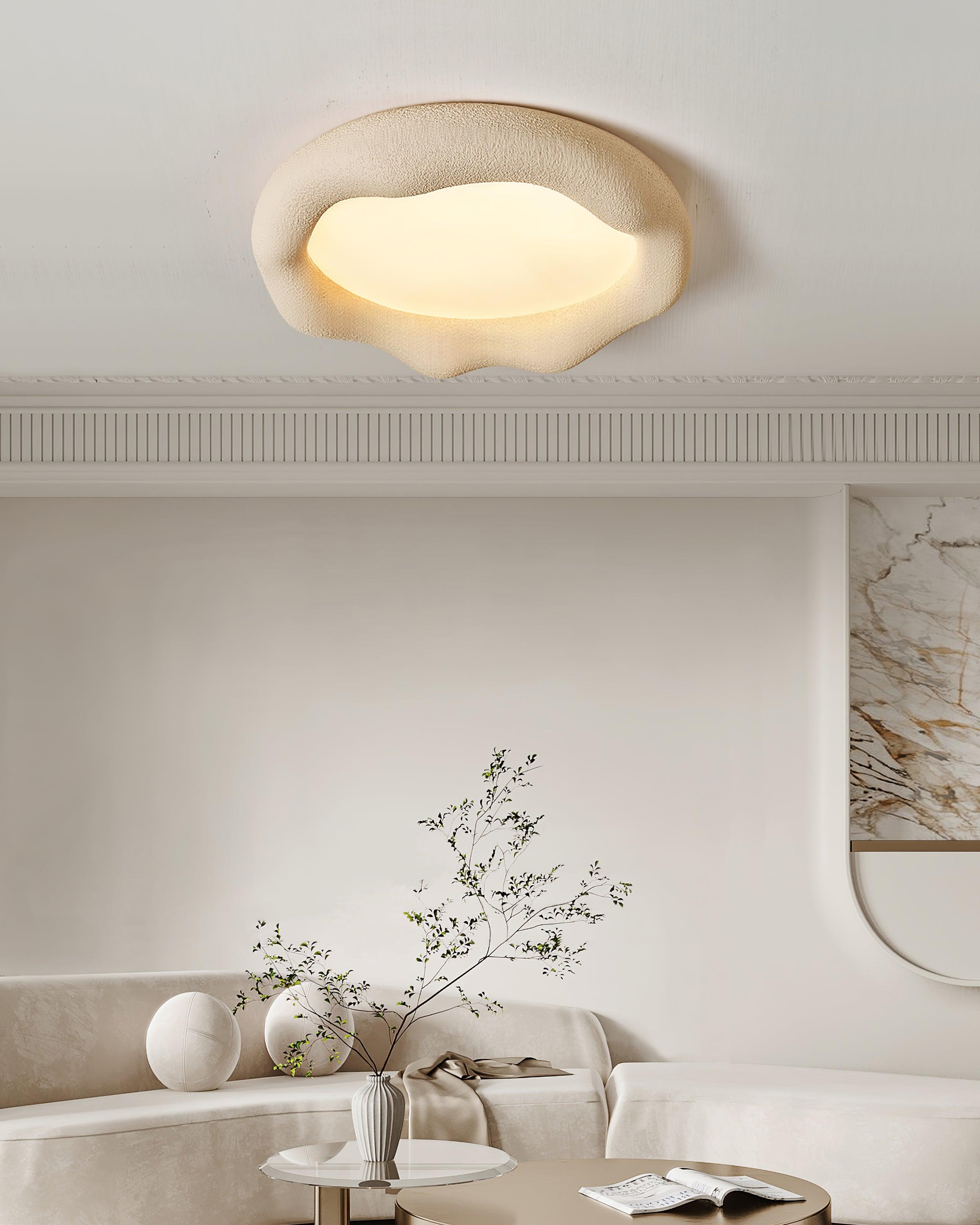 Ceiling Light Organic Resin and Fiberglass Fixture in Beige - Neutralighting