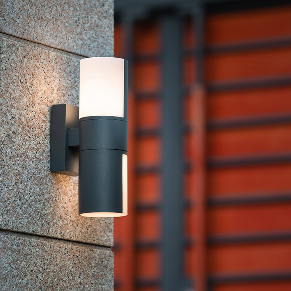 Ray Modern Cylindrical Metal/Acrylic Rotatable Outdoor Waterproof Wall Lamp, Black/White - Neutralighting