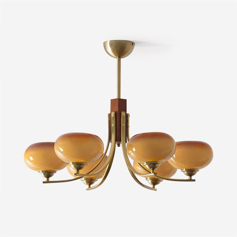 Auralyn 6-Light Amber Glass Globe Chandelier - Neutralighting