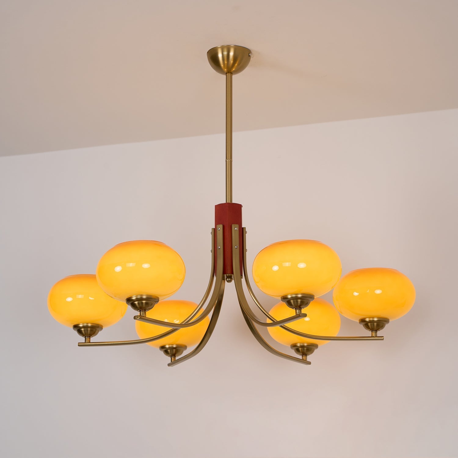 Auralyn 6-Light Amber Glass Globe Chandelier - Neutralighting