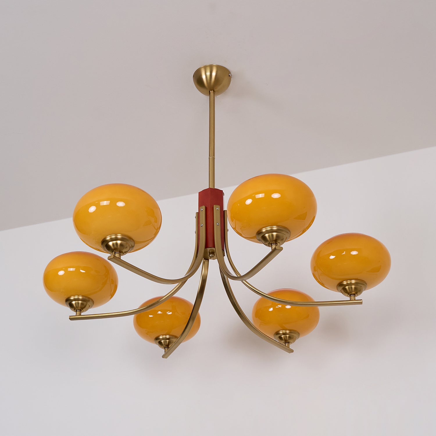 Auralyn 6-Light Amber Glass Globe Chandelier - Neutralighting