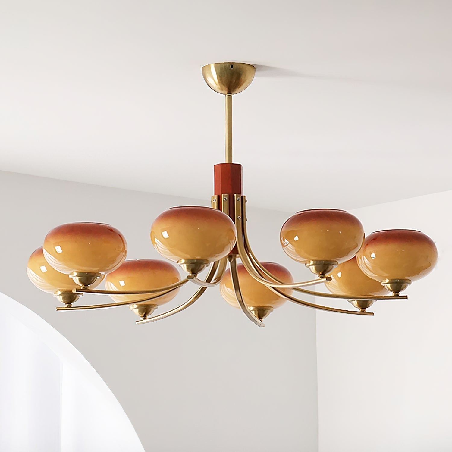 Auralyn 6-Light Amber Glass Globe Chandelier - Neutralighting