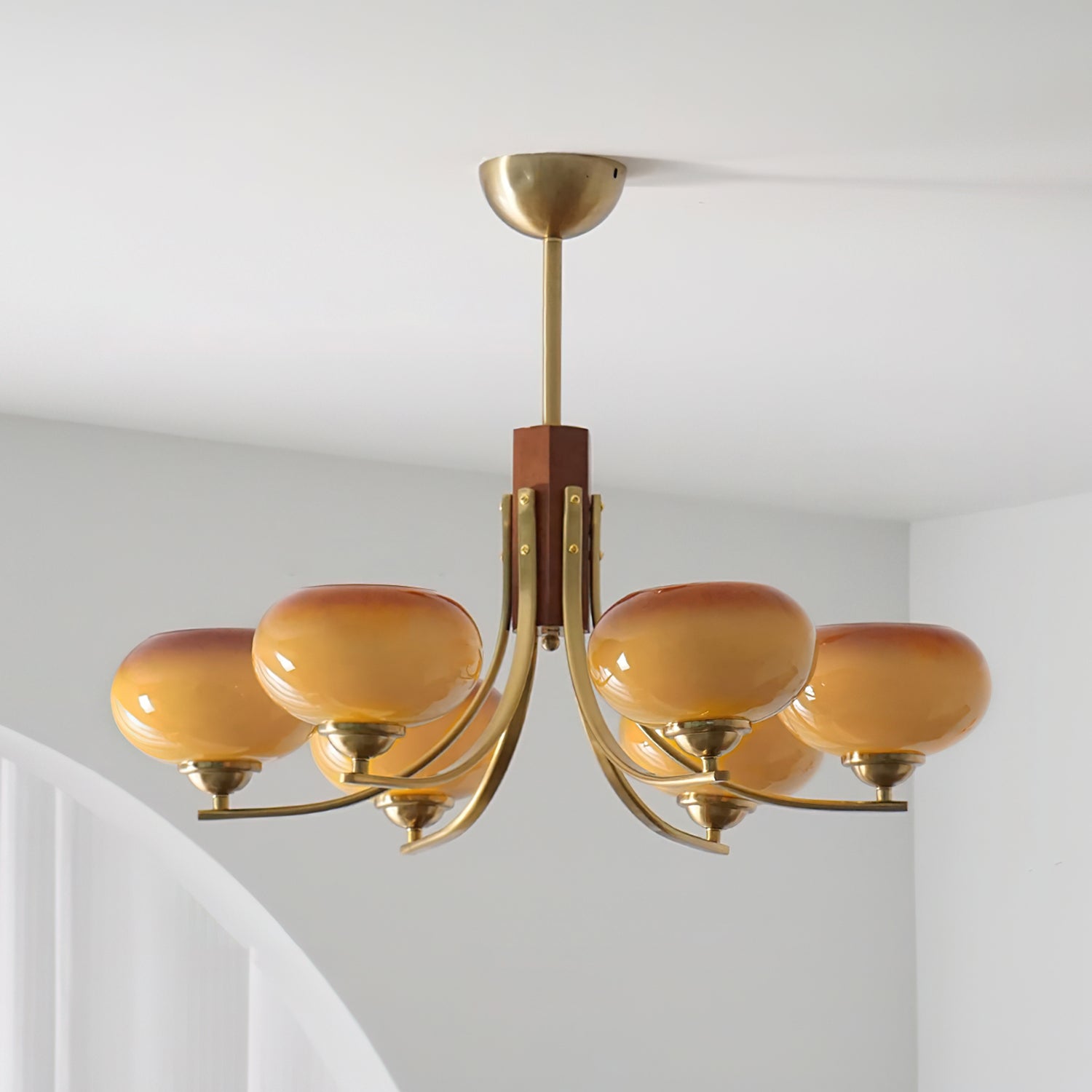 Auralyn 6-Light Amber Glass Globe Chandelier - Neutralighting