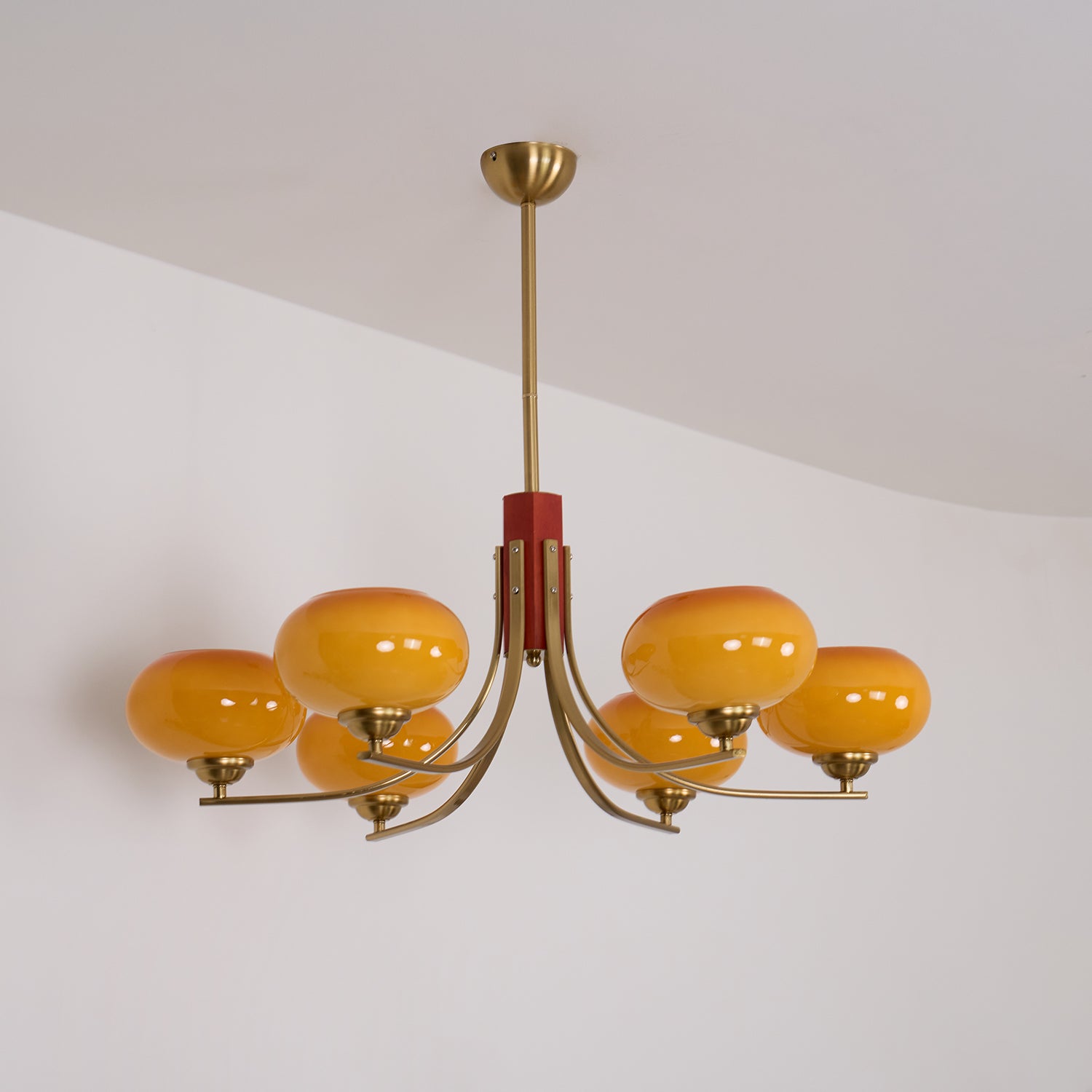 Auralyn 6-Light Amber Glass Globe Chandelier - Neutralighting