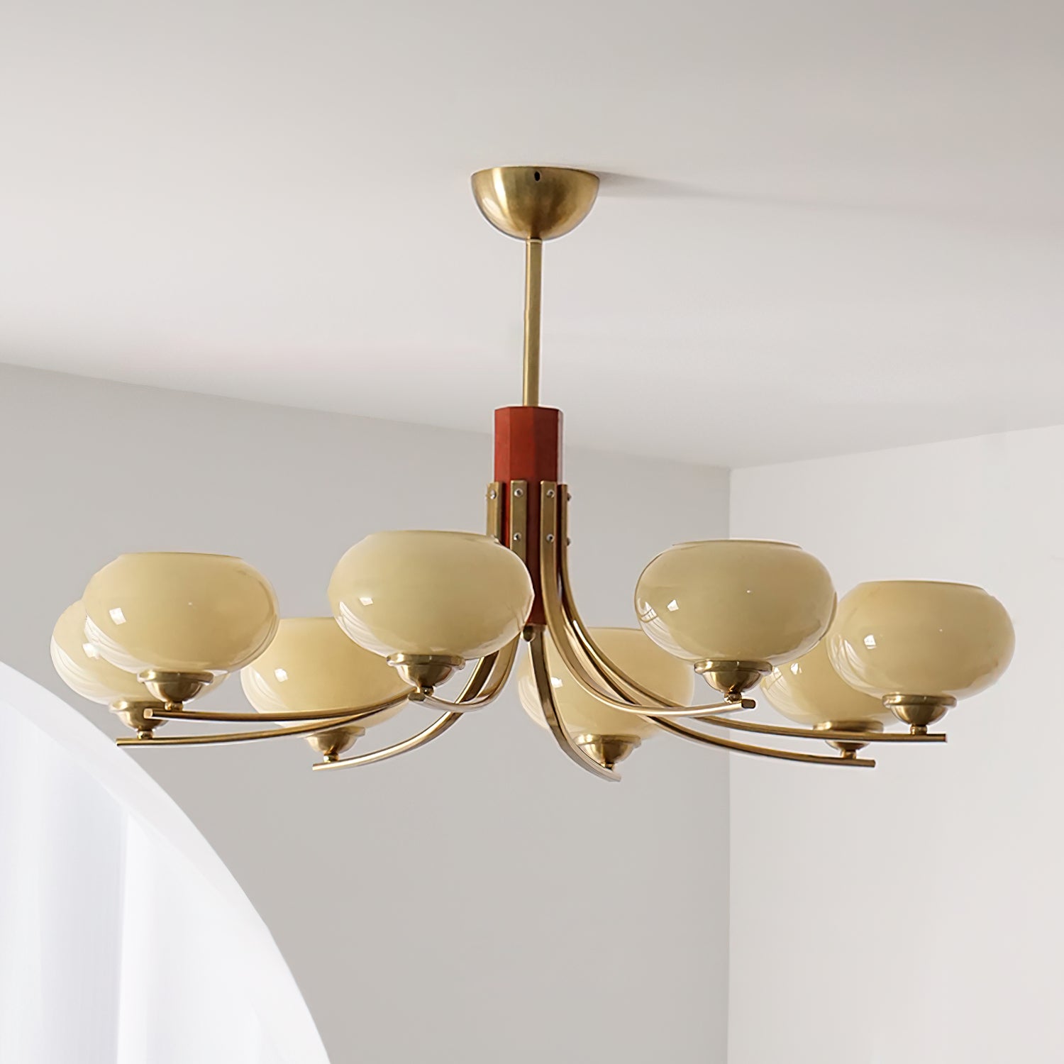 Auralyn 6-Light Amber Glass Globe Chandelier - Neutralighting