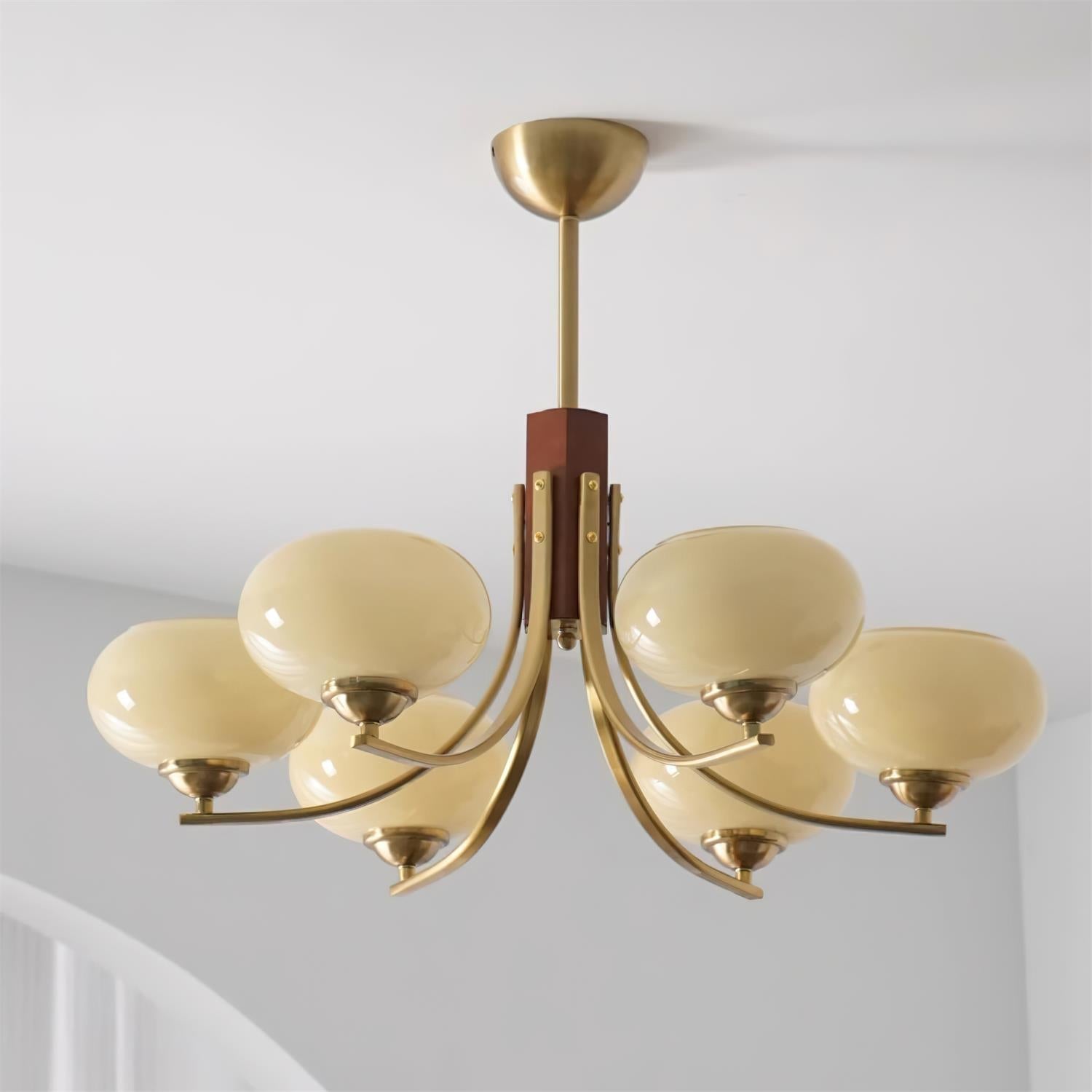 Auralyn 6-Light Amber Glass Globe Chandelier - Neutralighting
