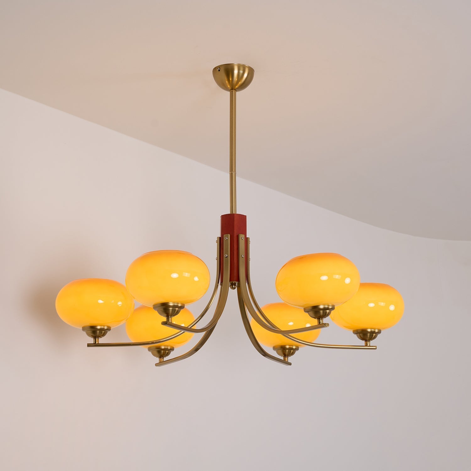 Auralyn 6-Light Amber Glass Globe Chandelier - Neutralighting