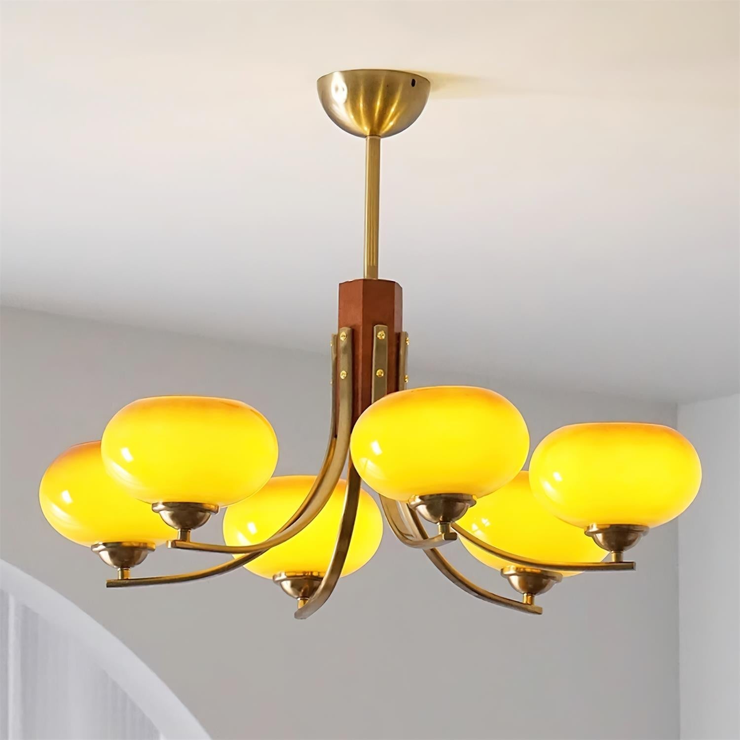 Auralyn 6-Light Amber Glass Globe Chandelier - Neutralighting