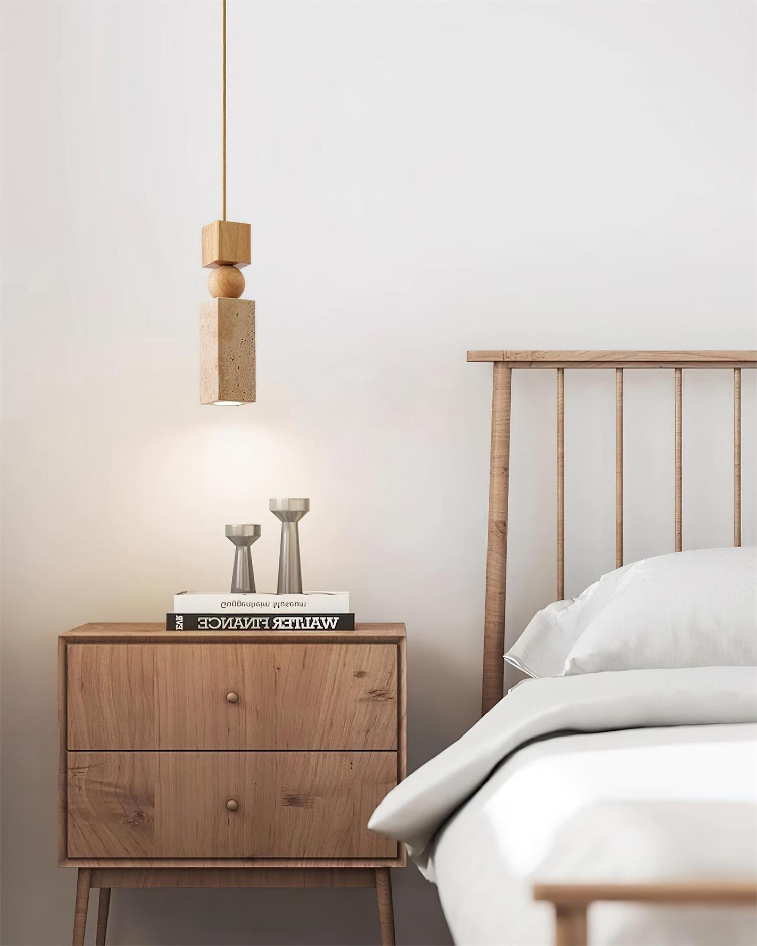 Pendant Light Geometric Wood Travertine Minimalist Nordic Hanging - Neutralighting