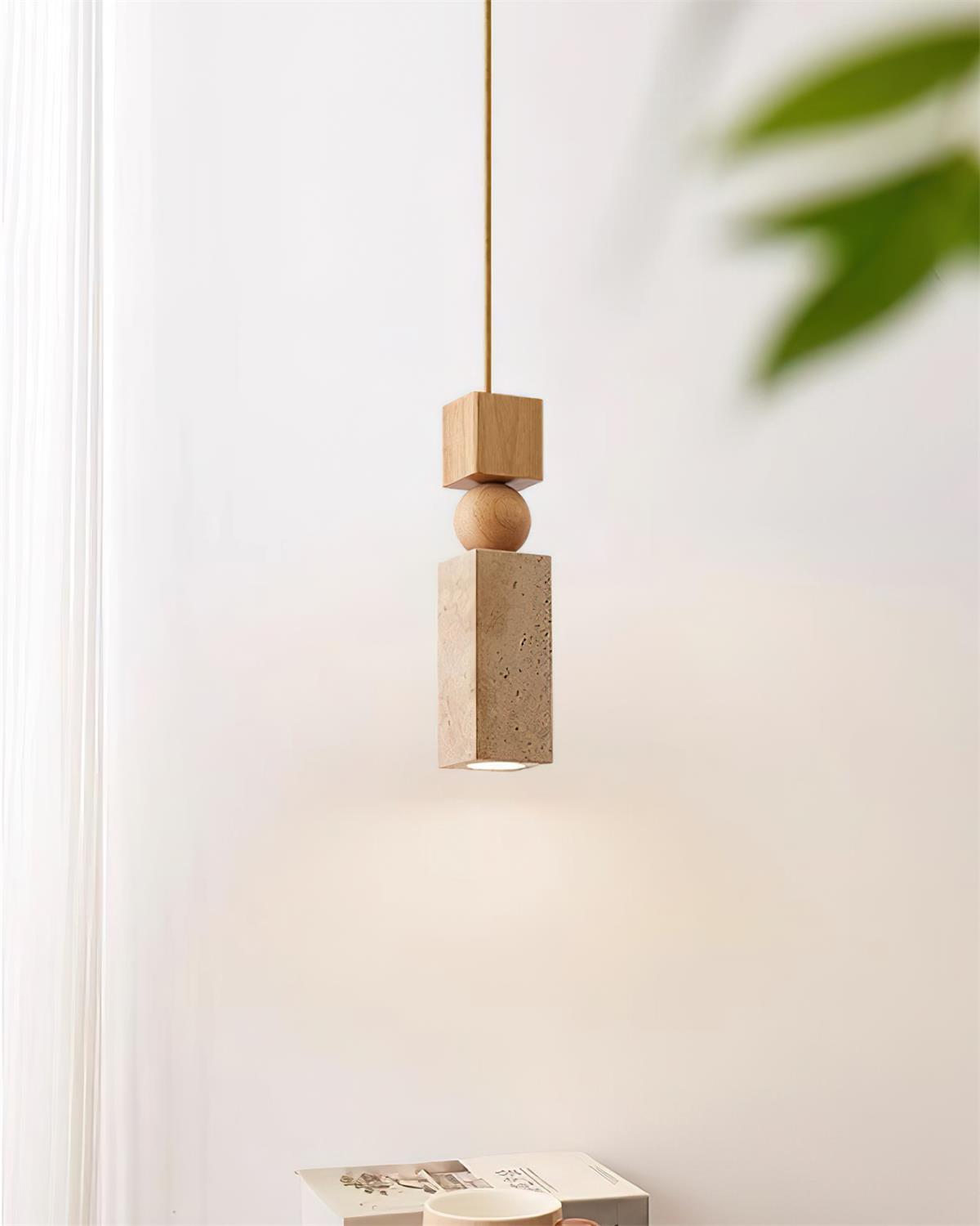 Pendant Light Geometric Wood Travertine Minimalist Nordic Hanging - Neutralighting