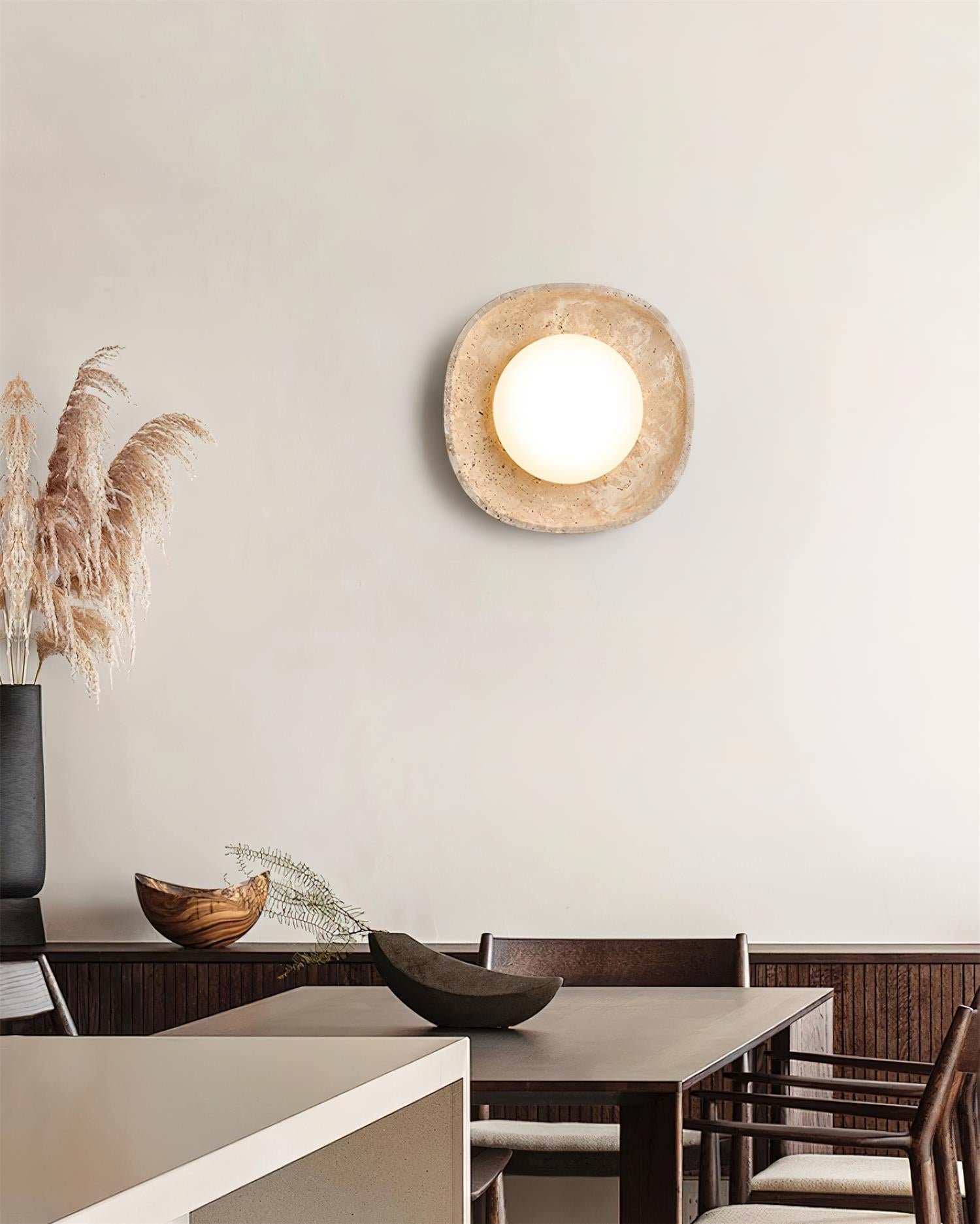 Ritta Wall Lamp Travertine Globe - Neutralighting