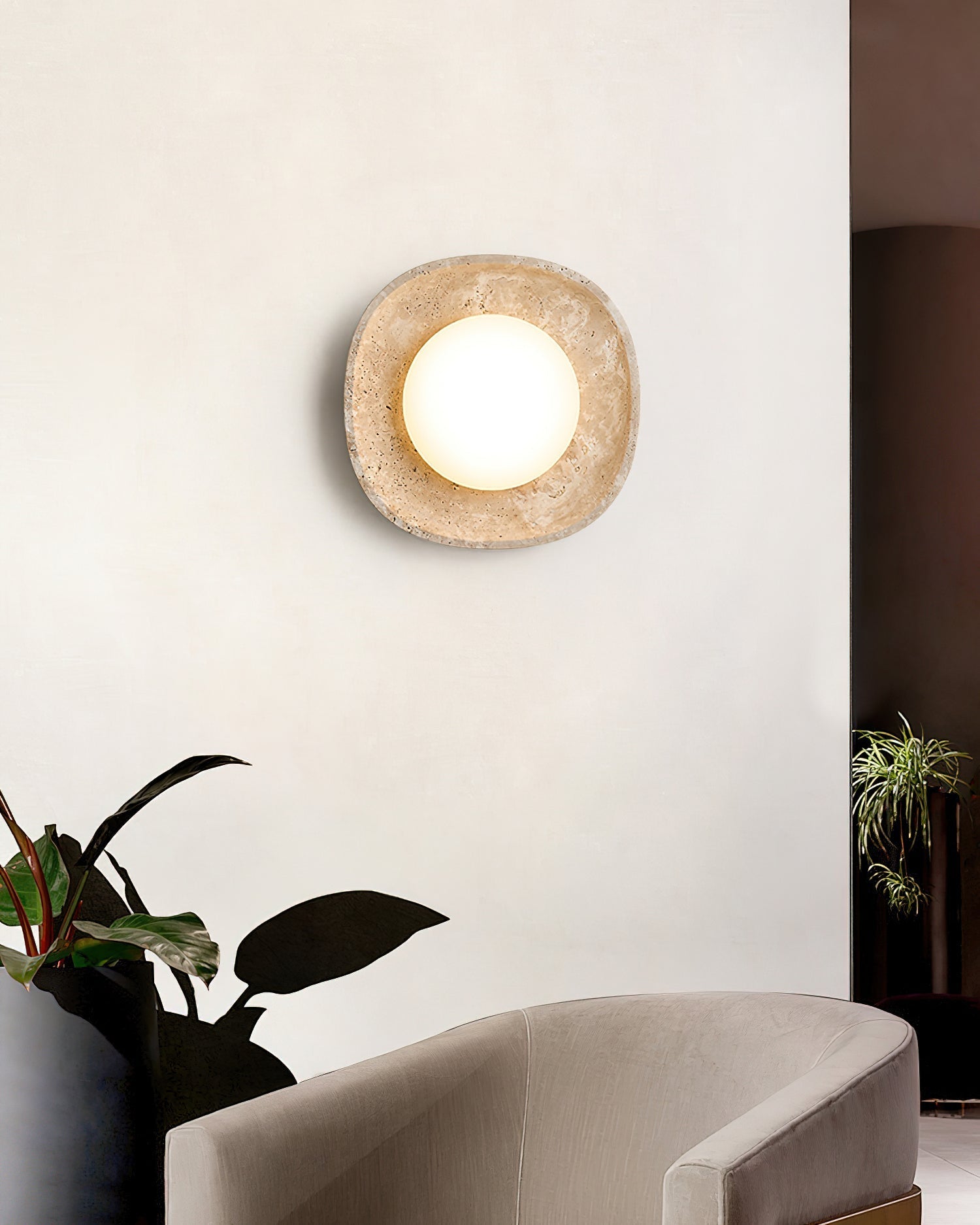 Ritta Wall Lamp Travertine Globe - Neutralighting