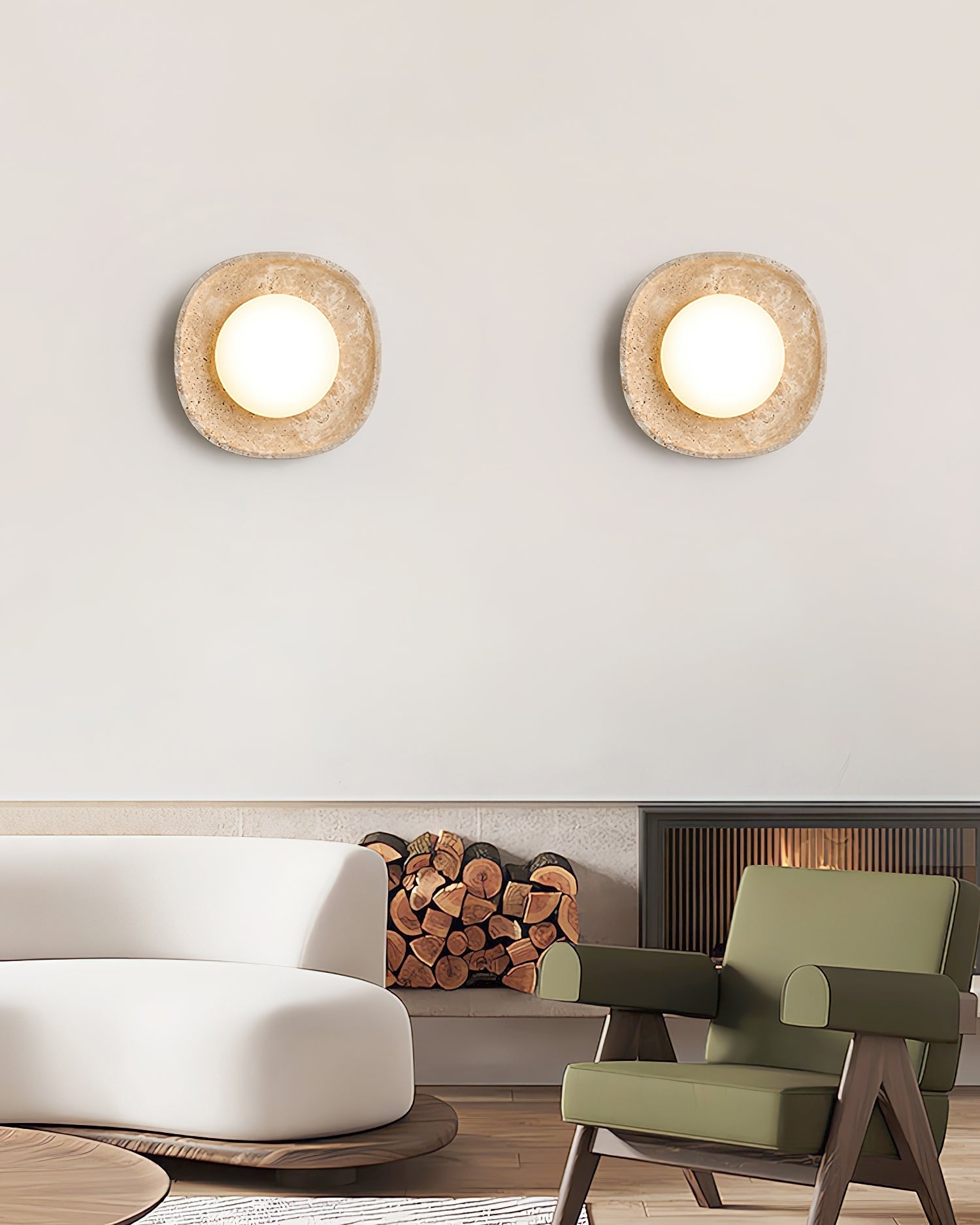 Ritta Wall Lamp Travertine Globe - Neutralighting