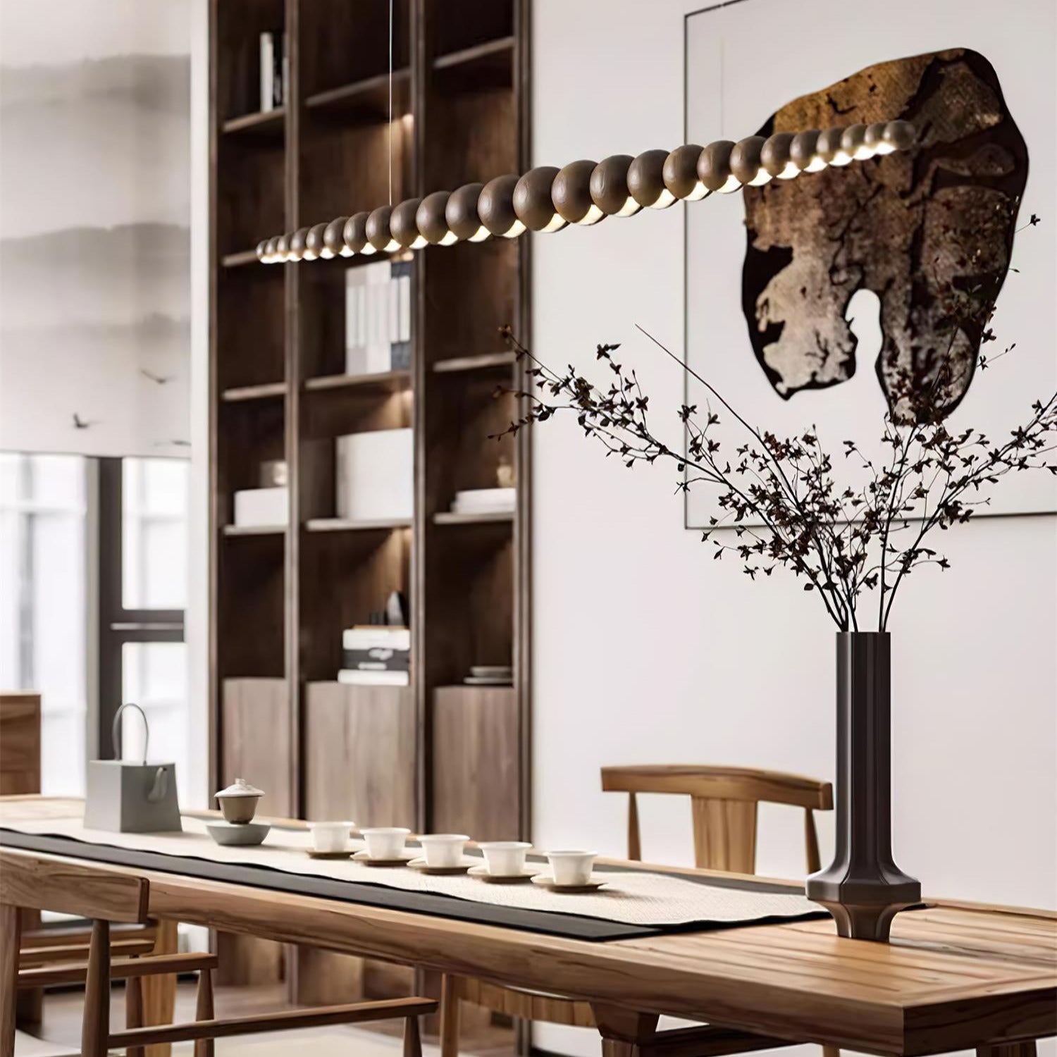 Favon Beaded Wooden Chandelier - Neutralighting