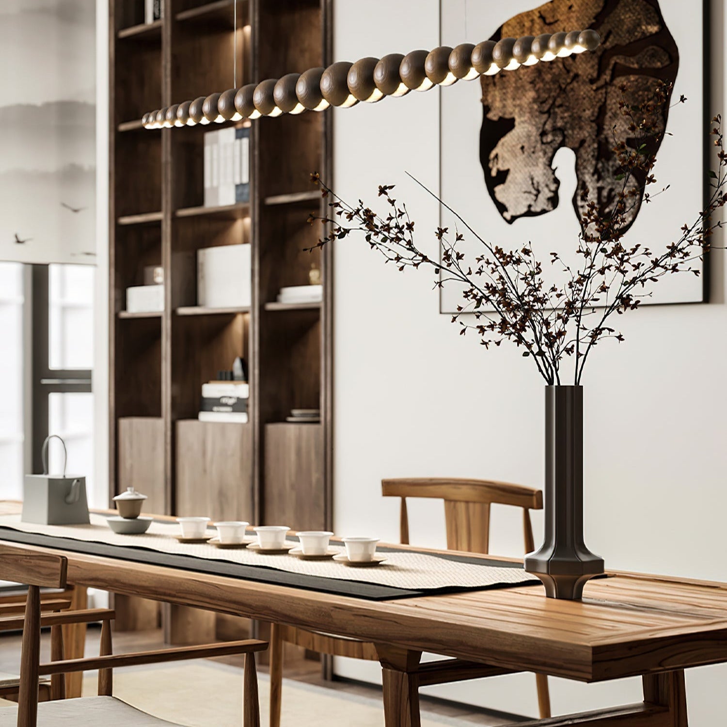 Favon Beaded Wooden Chandelier - Neutralighting