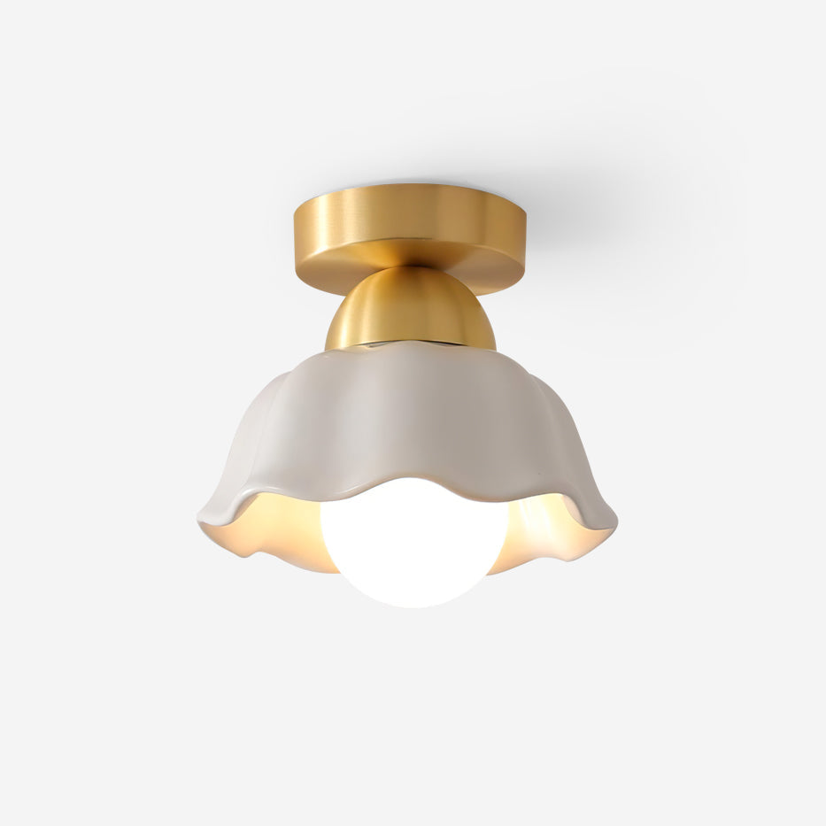 Opila Gold & White Semi Flush Ceiling Light - Neutralighting