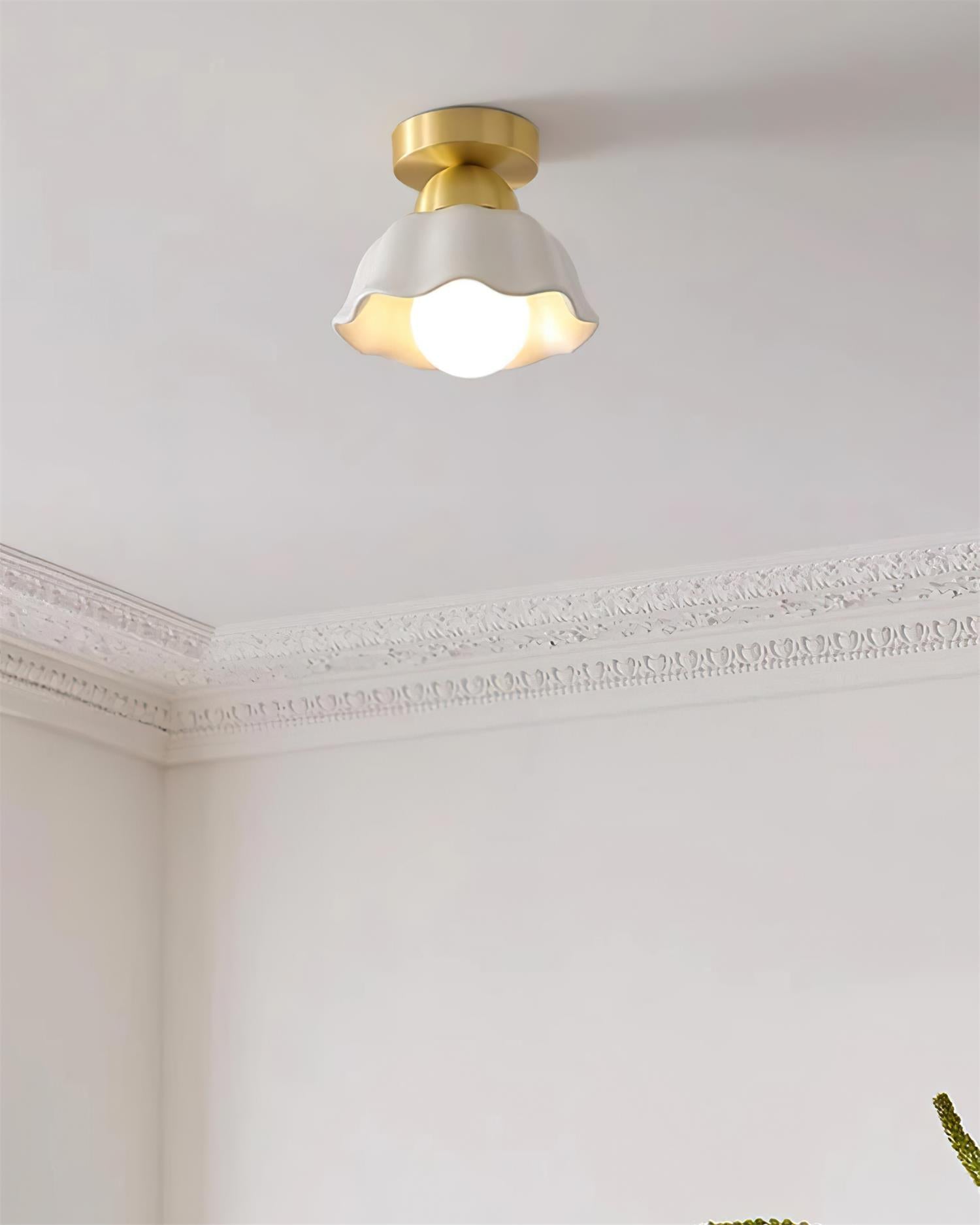Opila Gold & White Semi Flush Ceiling Light - Neutralighting