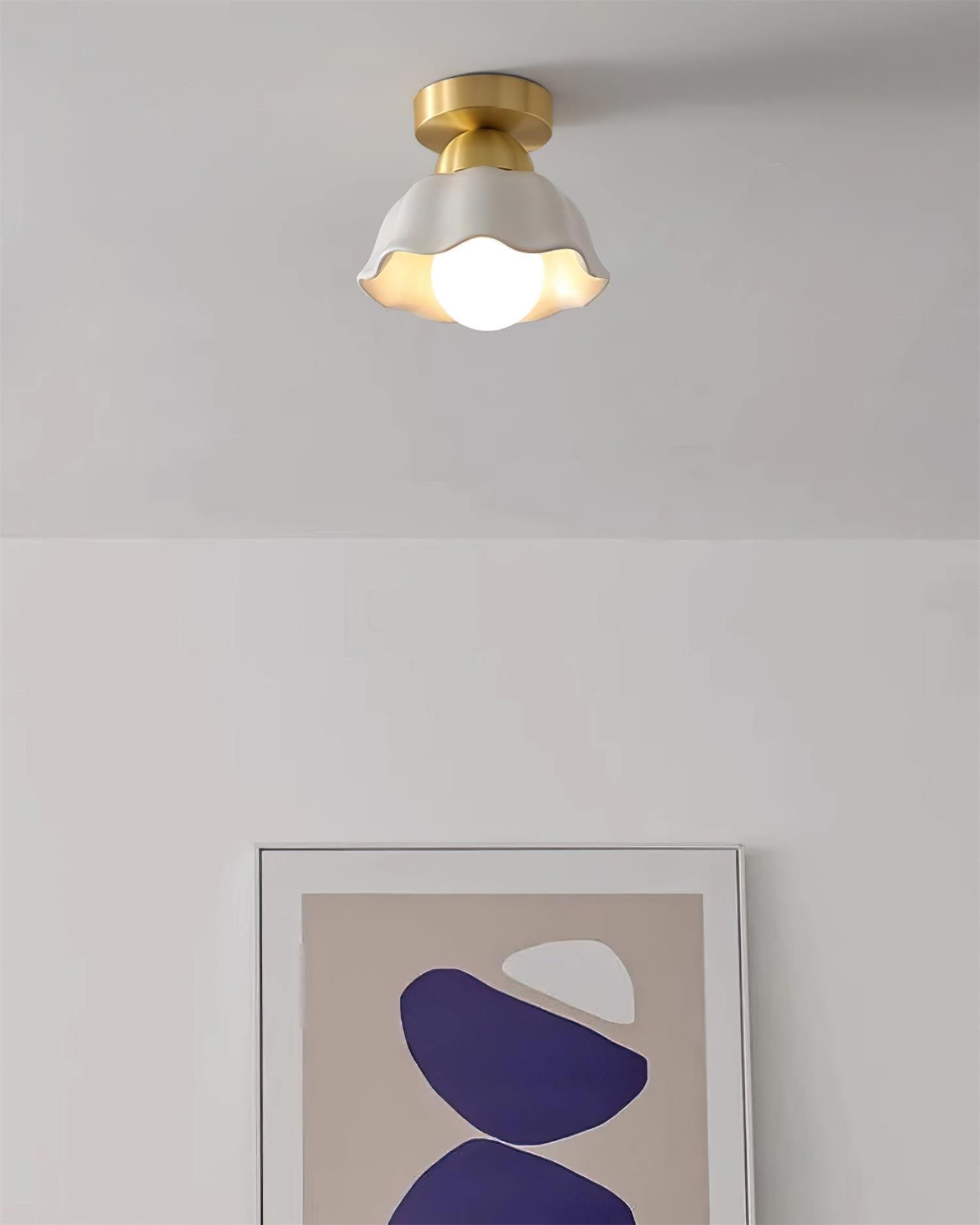Opila Gold & White Semi Flush Ceiling Light - Neutralighting
