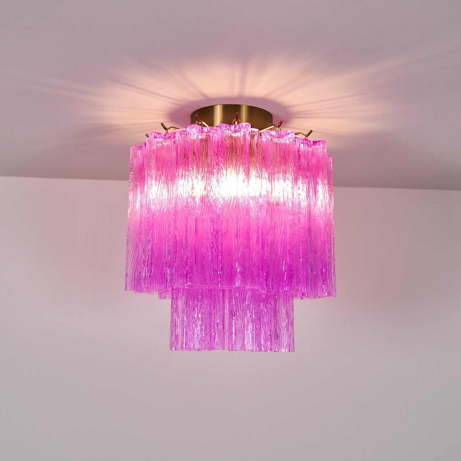 Aurora Ceiling Lamp Purple Murano Glass Tiered Flush Mount