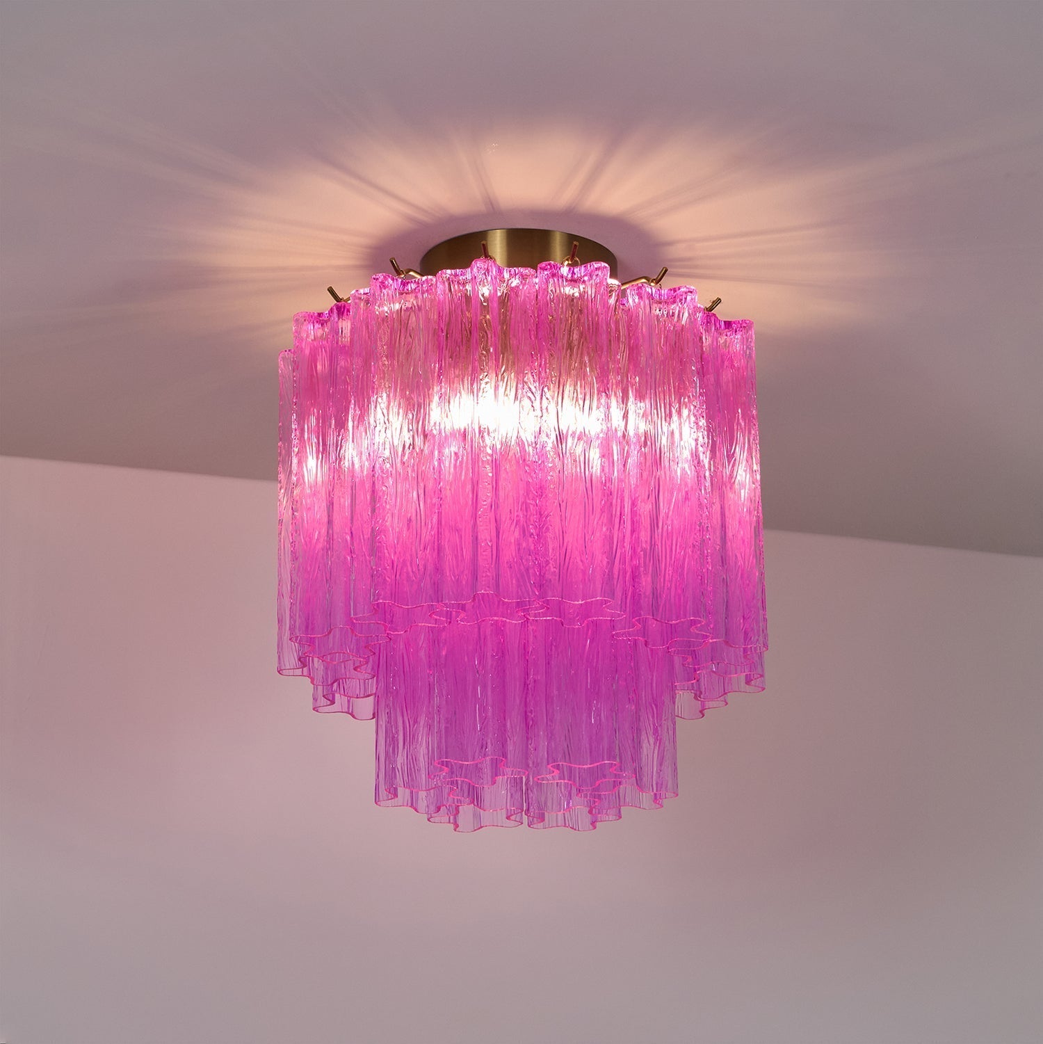 Aurora Ceiling Lamp Purple Murano Glass Tiered Flush Mount