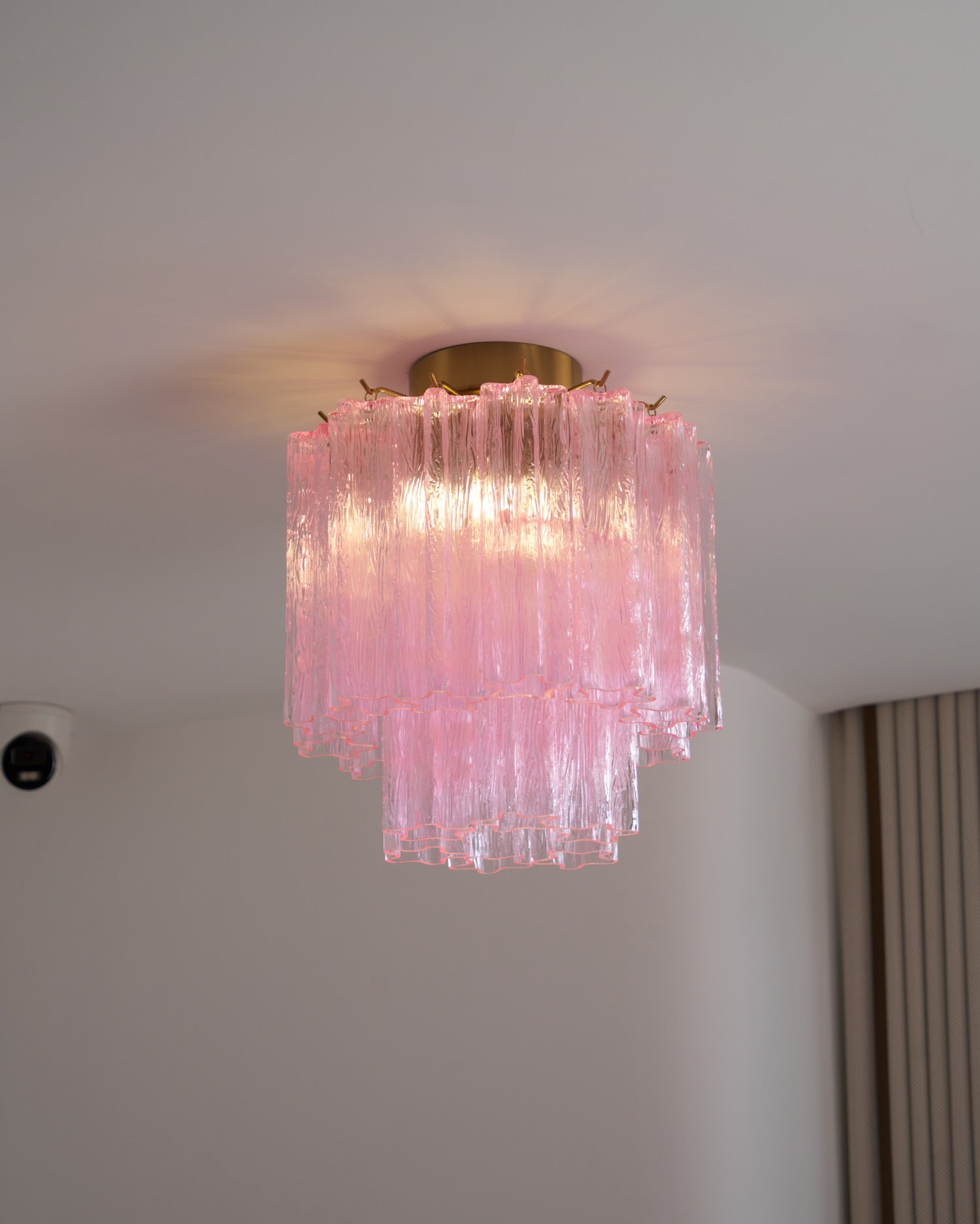 Aurora Ceiling Lamp Pink Murano Glass Tiered Modern Flush