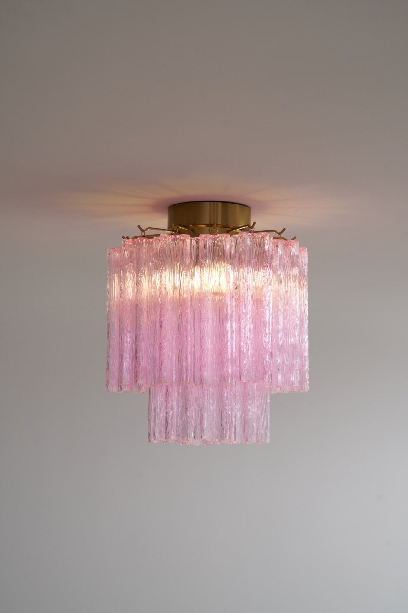 Aurora Ceiling Lamp Pink Murano Glass Tiered Modern Flush