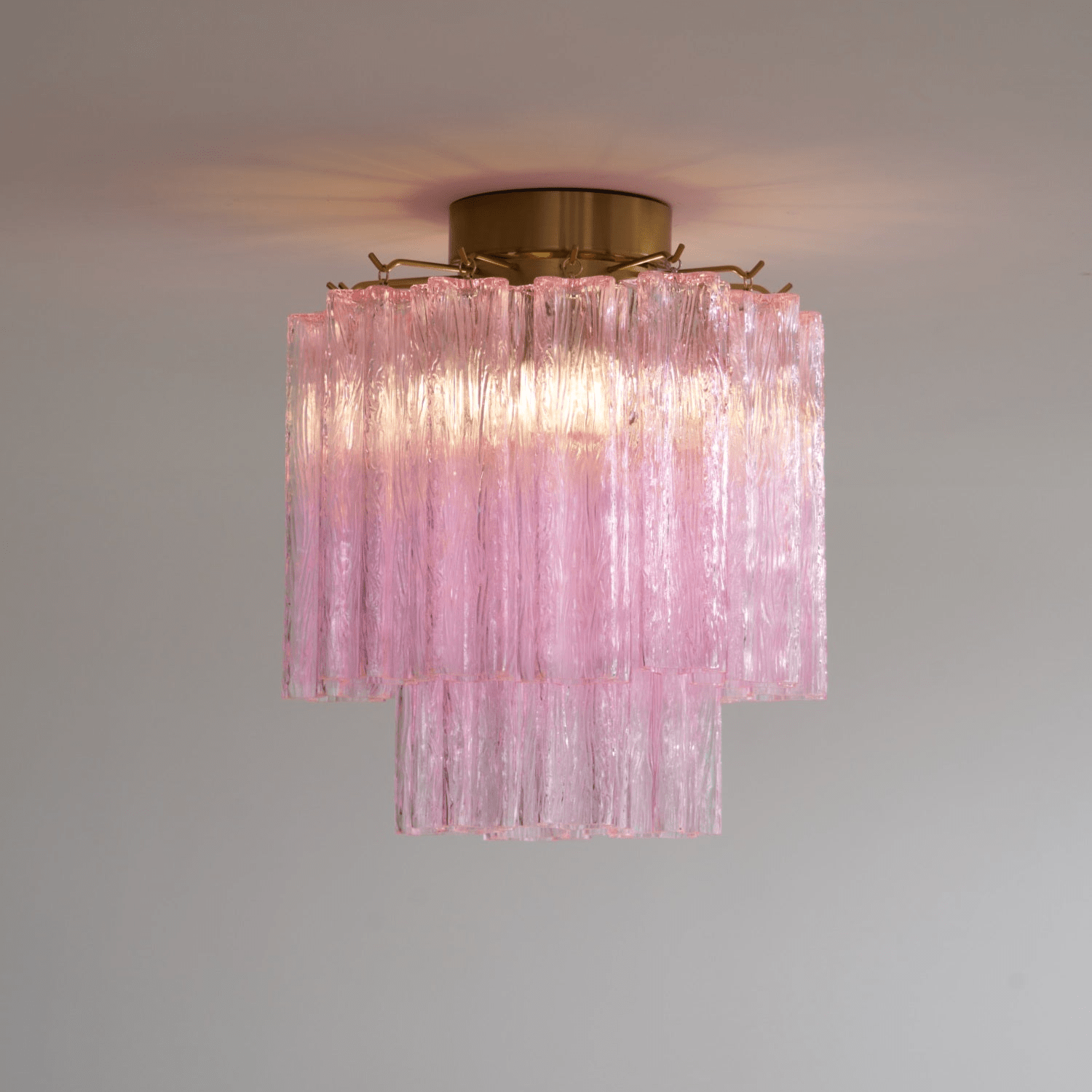 Aurora Ceiling Lamp Pink Murano Glass Tiered Modern Flush