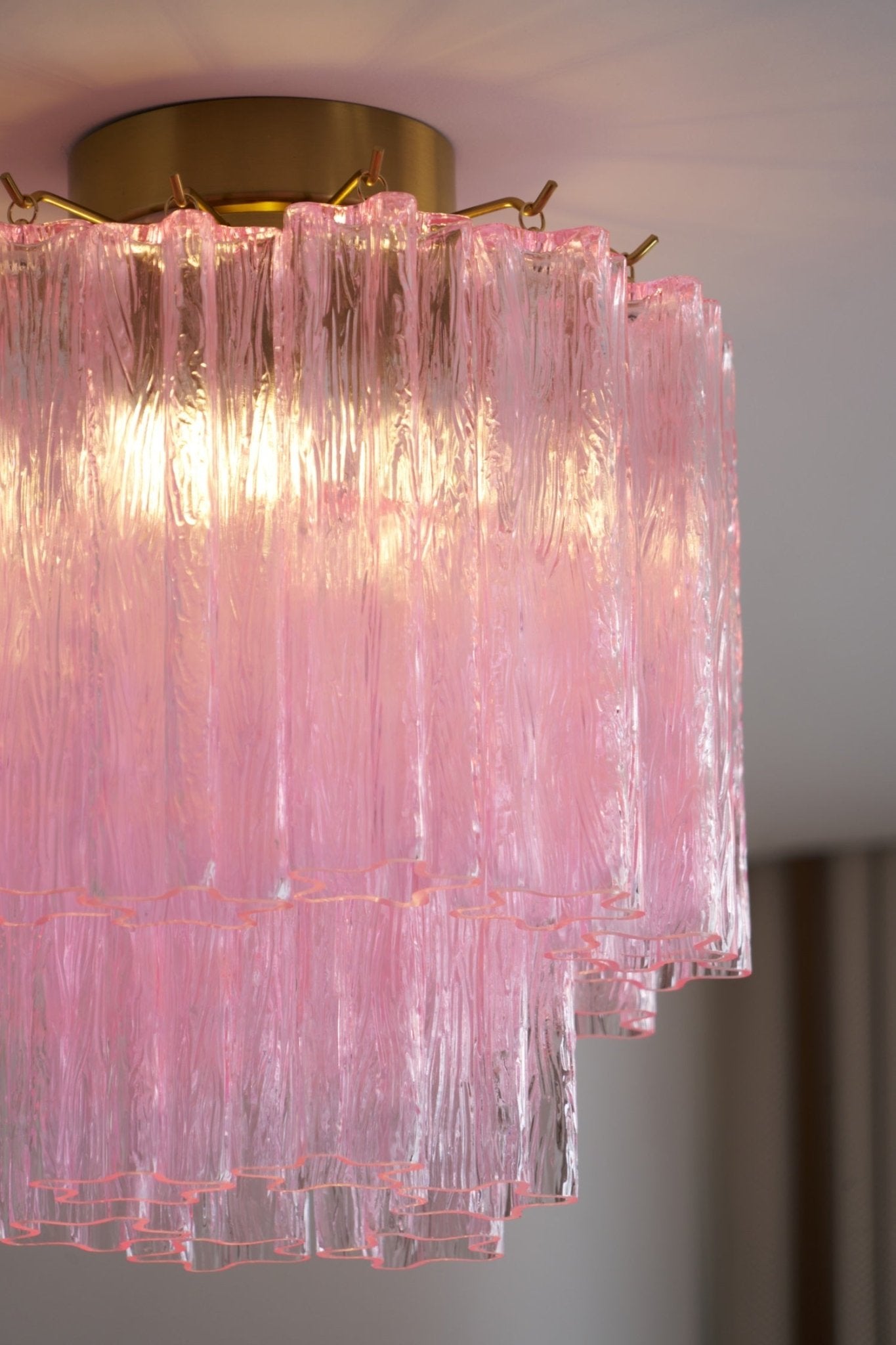 Aurora Ceiling Lamp Pink Murano Glass Tiered Modern Flush