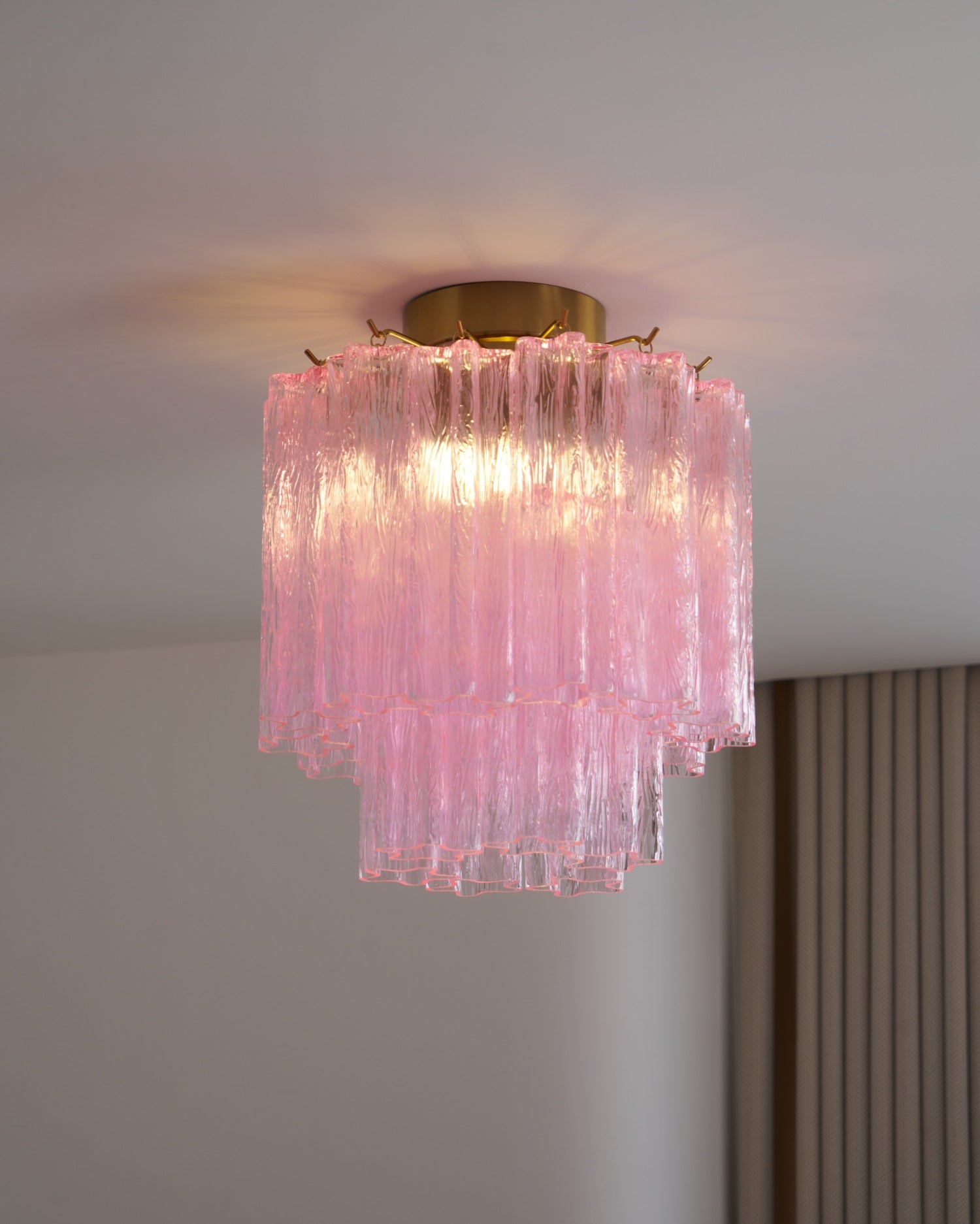 Aurora Ceiling Lamp Pink Murano Glass Tiered Modern Flush