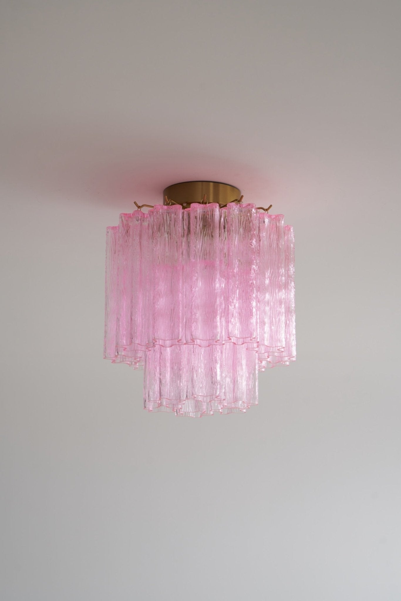 Aurora Ceiling Lamp Pink Murano Glass Tiered Modern Flush