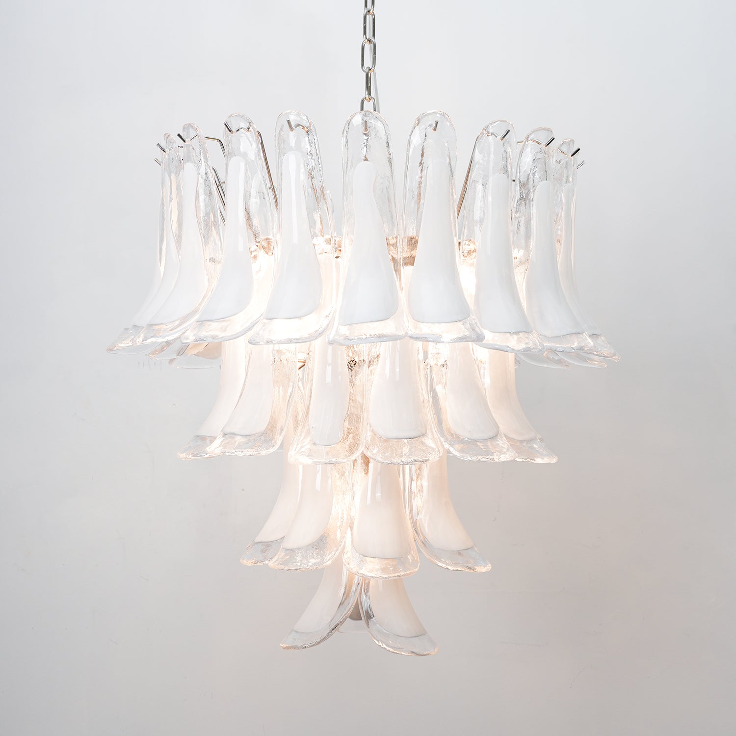 Aurora Chandelier Pink Murano Lily Petal Cascading Floral Classic
