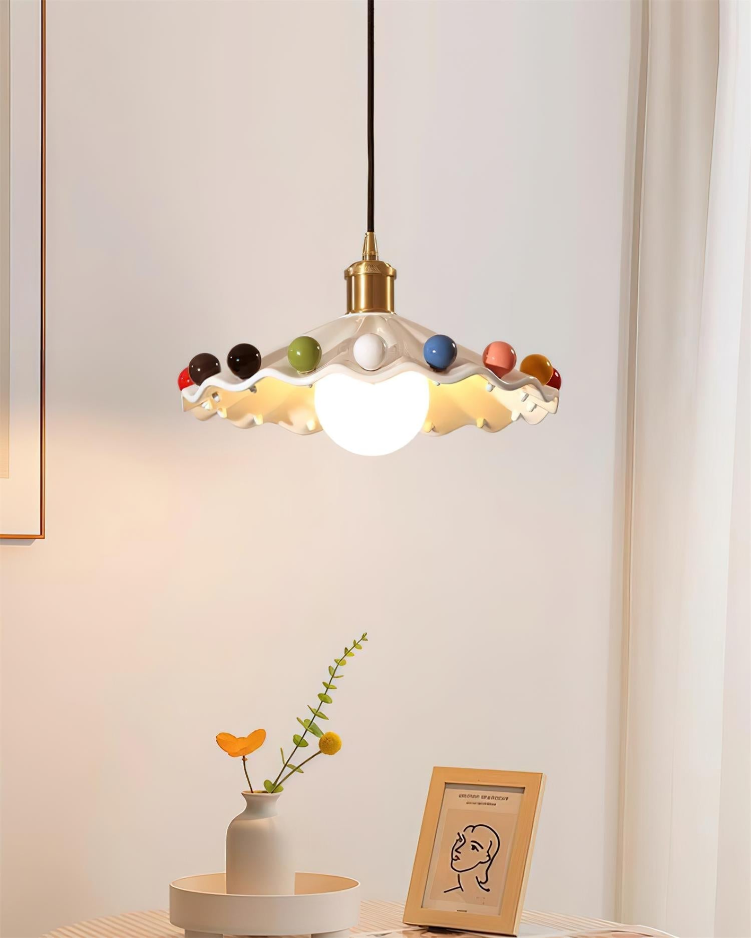 Pixen Wavy Ceramic Shade Pendant Lamp - Neutralighting