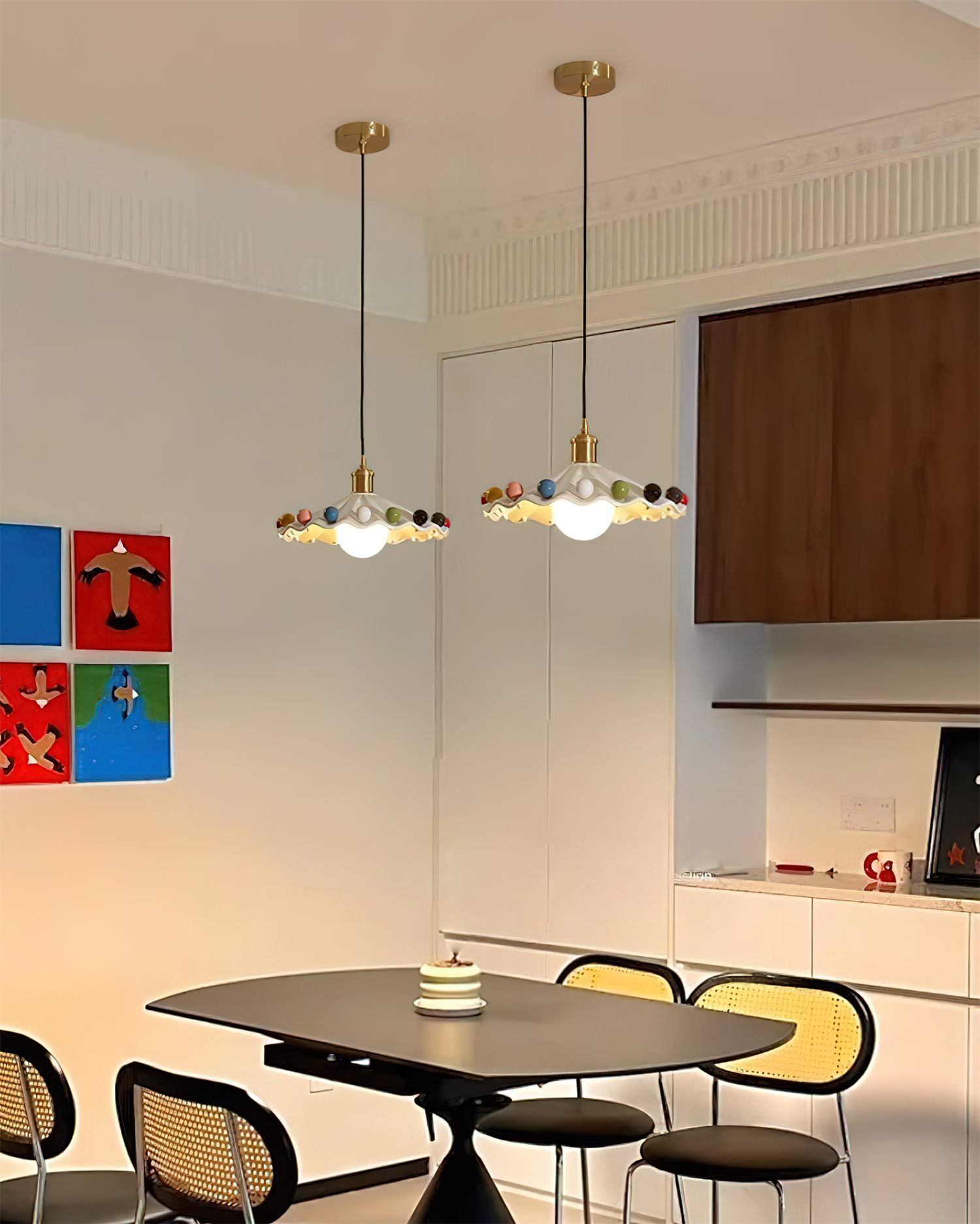 Pixen Wavy Ceramic Shade Pendant Lamp - Neutralighting