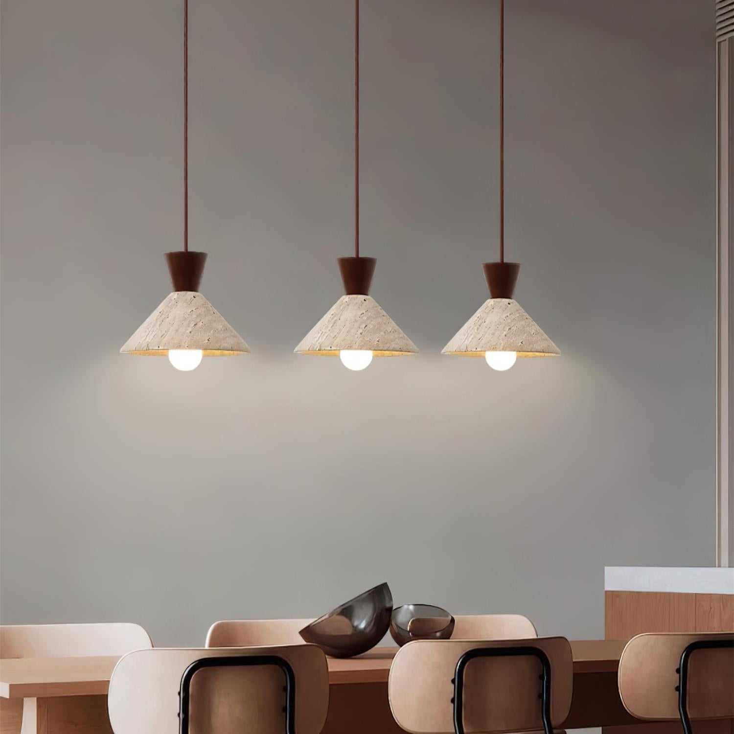 Ritta Travertine Pendant Lamp Hat Shape - Neutralighting