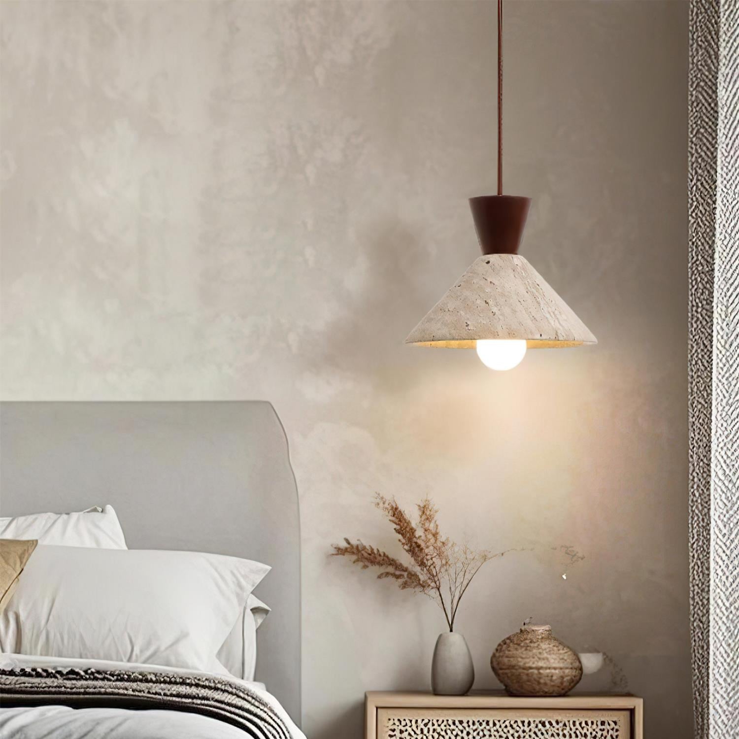 Ritta Travertine Pendant Lamp Hat Shape - Neutralighting