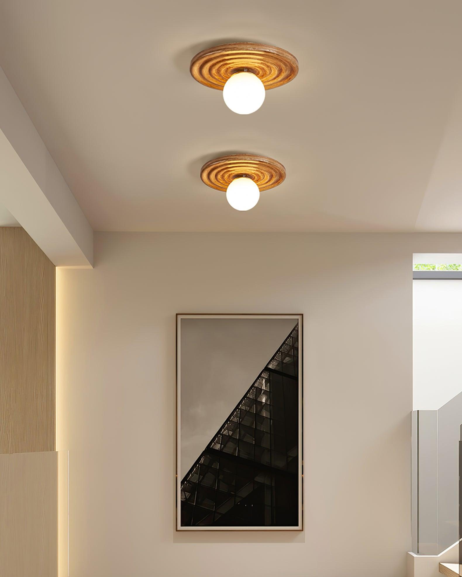 Ceiling Light Metal Body Resin Rippled Canopy Organic Minimalist - Neutralighting