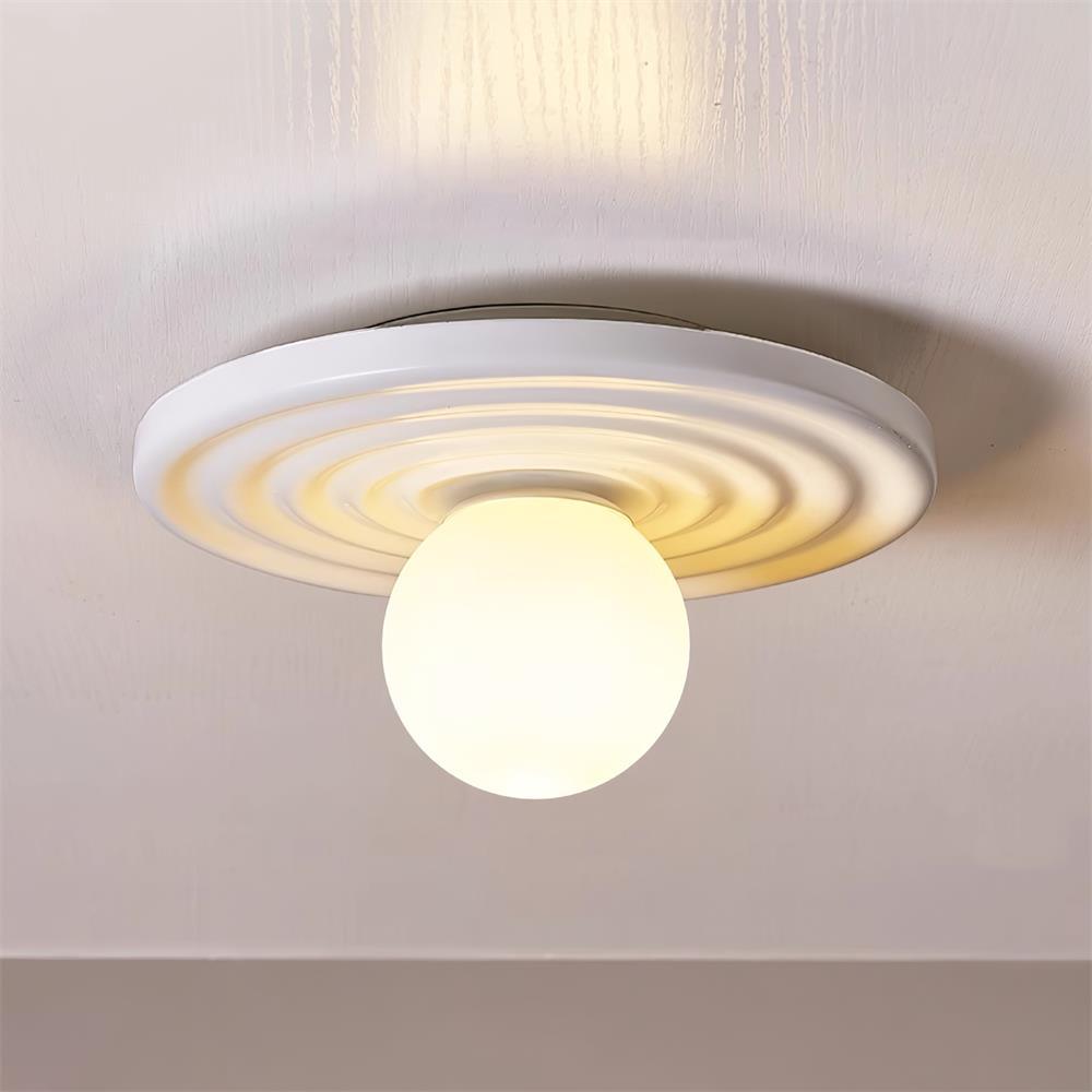 Ceiling Light Metal Body Resin Rippled Canopy Organic Minimalist - Neutralighting