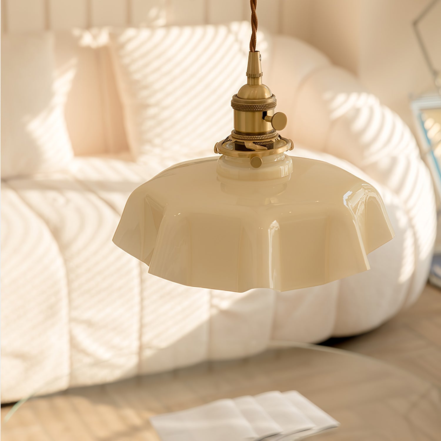 Civen Farmhouse Ruffled Pendant Light - Neutralighting