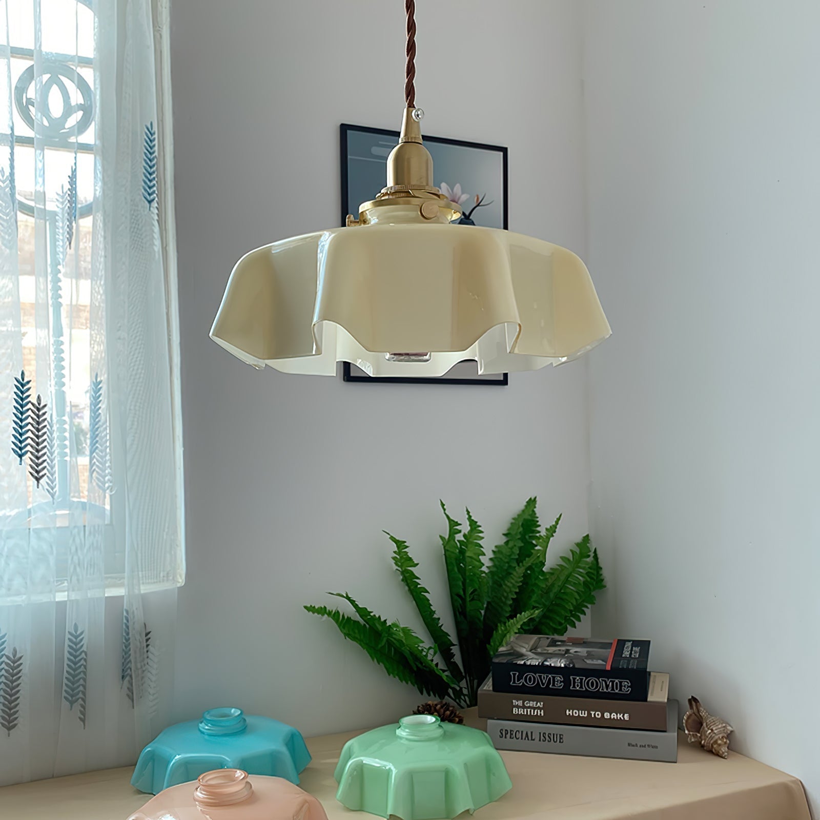 Civen Farmhouse Ruffled Pendant Light - Neutralighting