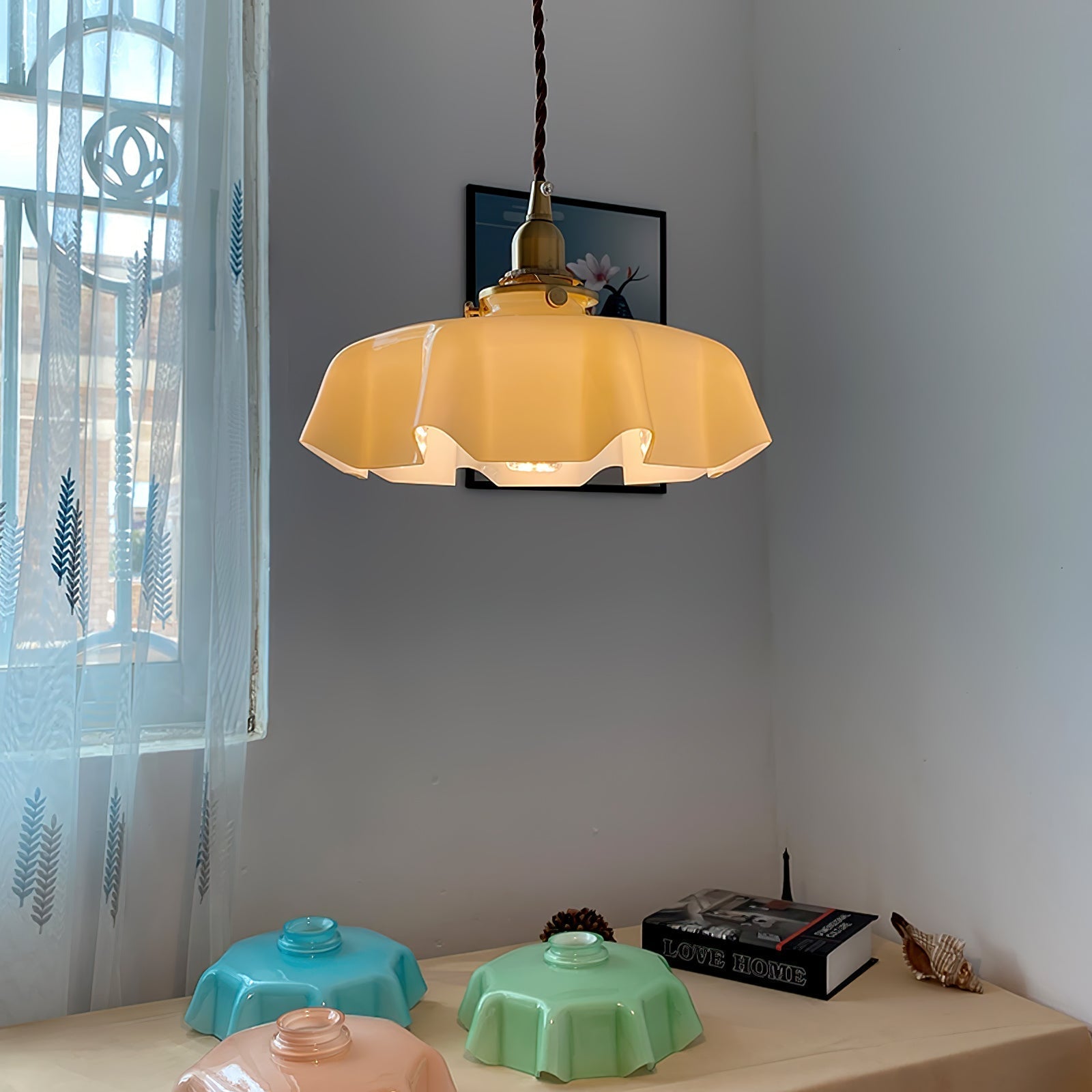 Civen Farmhouse Ruffled Pendant Light - Neutralighting