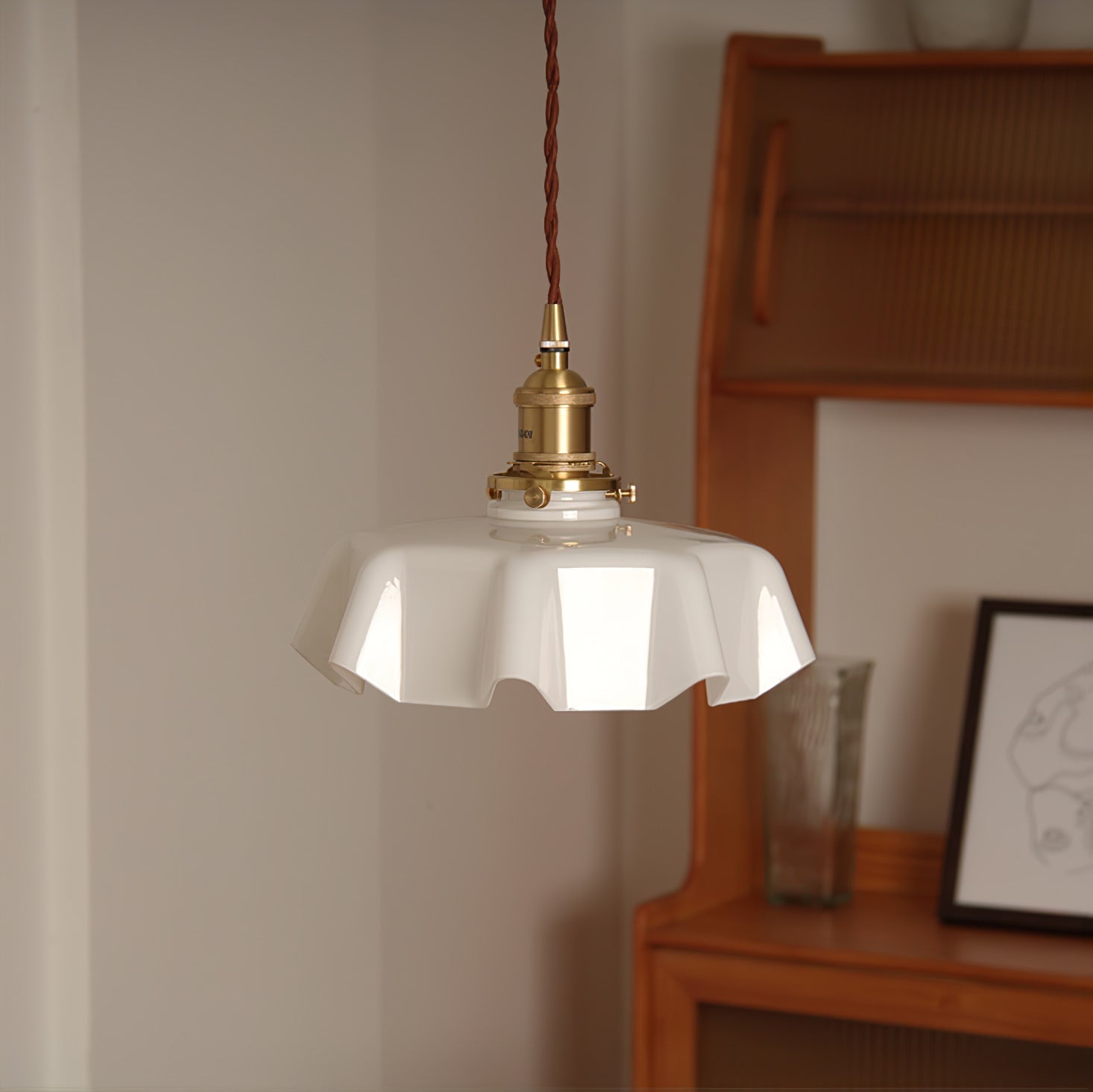 Civen Farmhouse Ruffled Pendant Light - Neutralighting