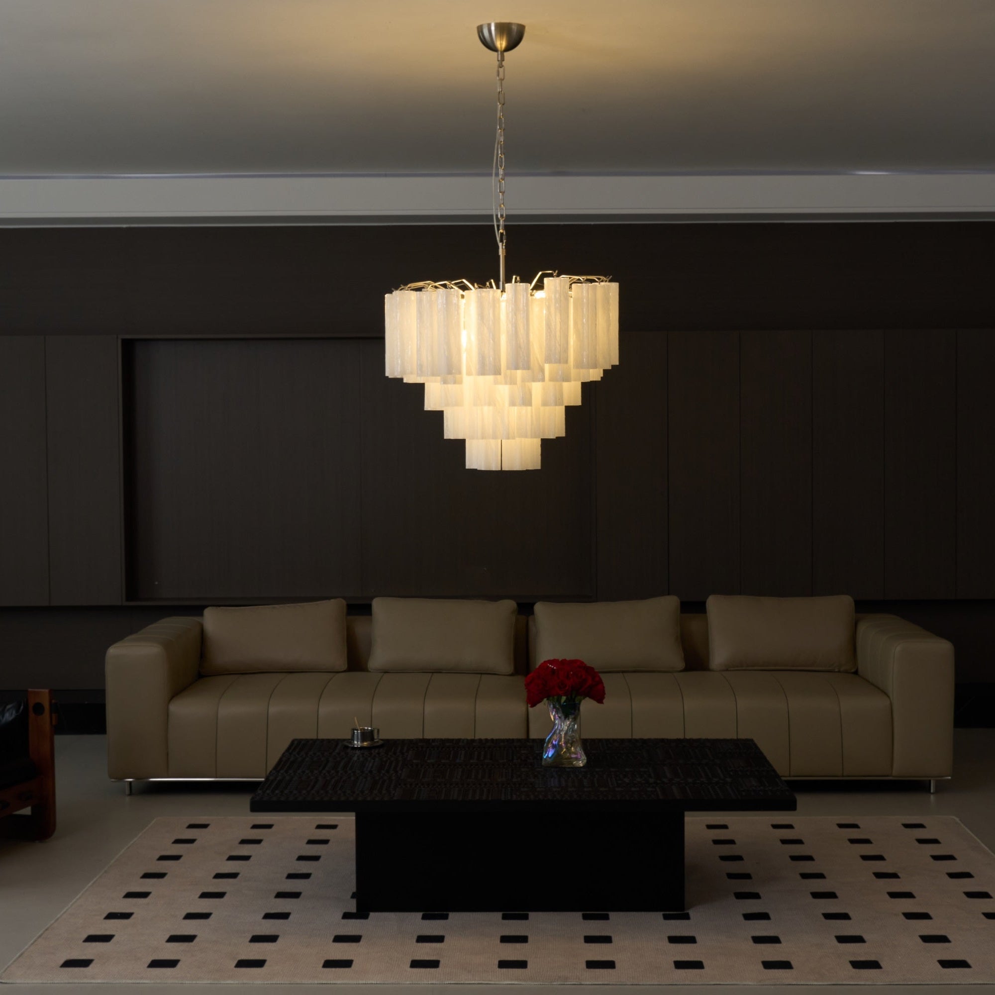Aurora Chandelier Frosted Murano Glass Tiered Cascade