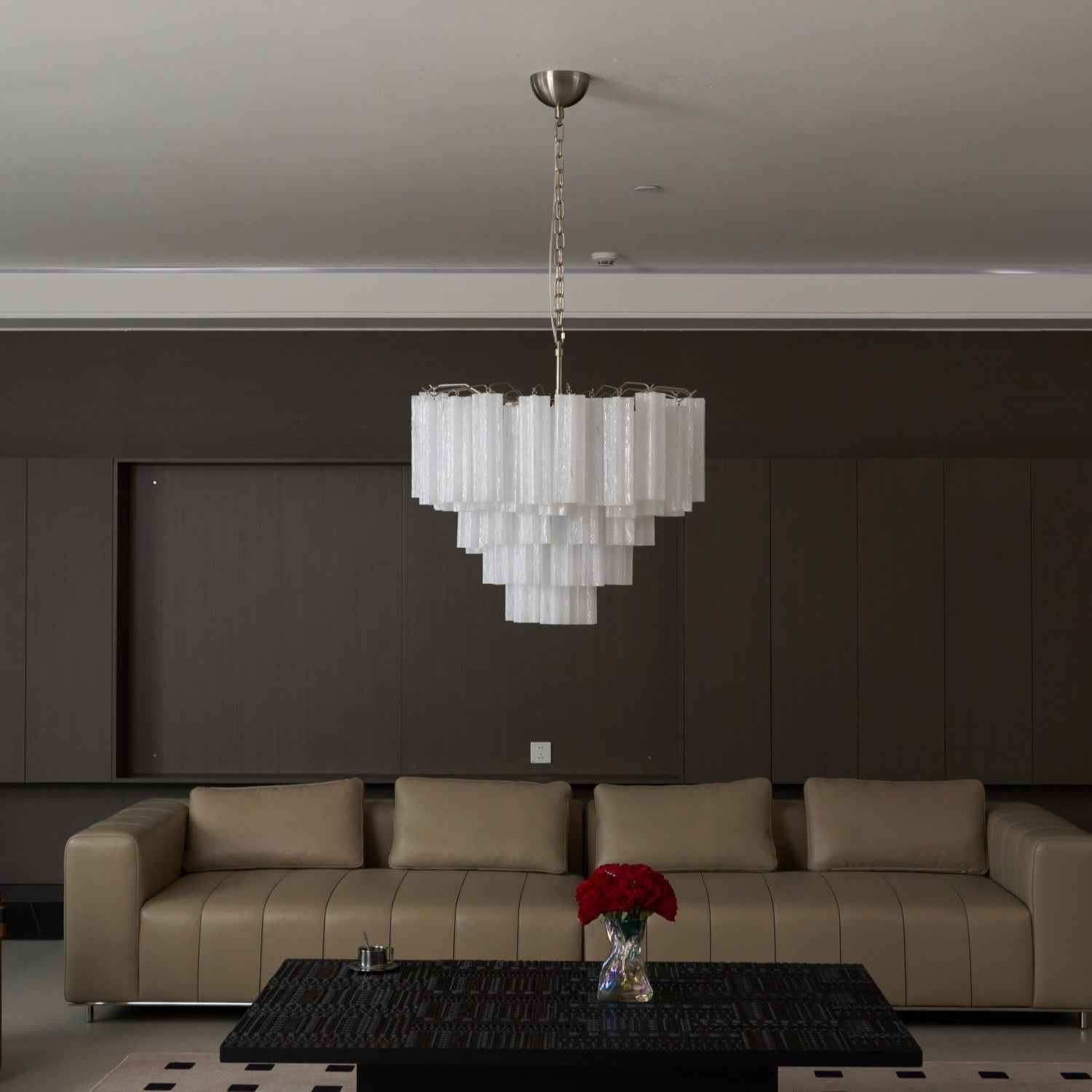 Aurora Chandelier Frosted Murano Glass Tiered Cascade