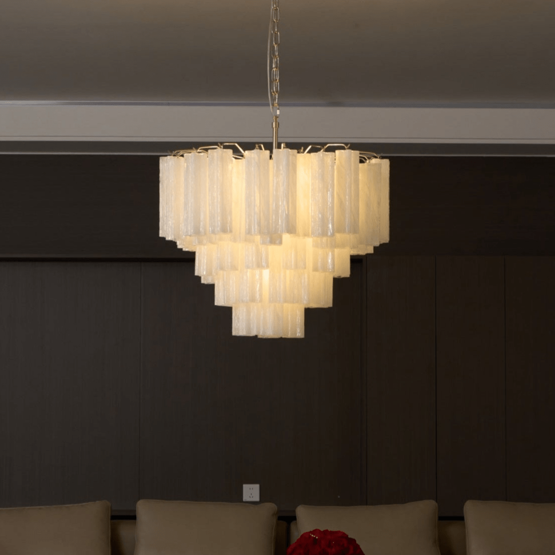 Aurora Chandelier Frosted Murano Glass Tiered Cascade