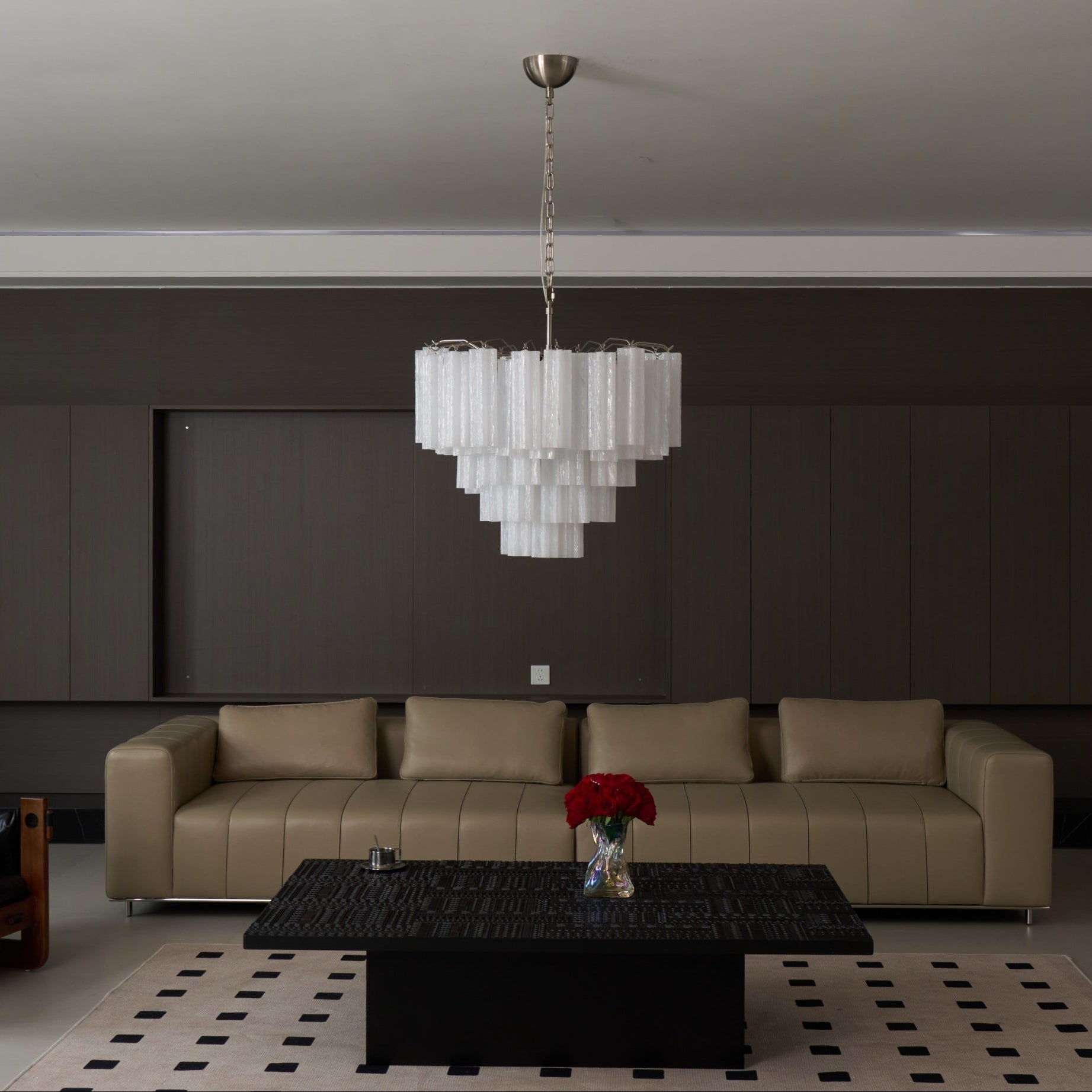 Aurora Chandelier Frosted Murano Glass Tiered Cascade