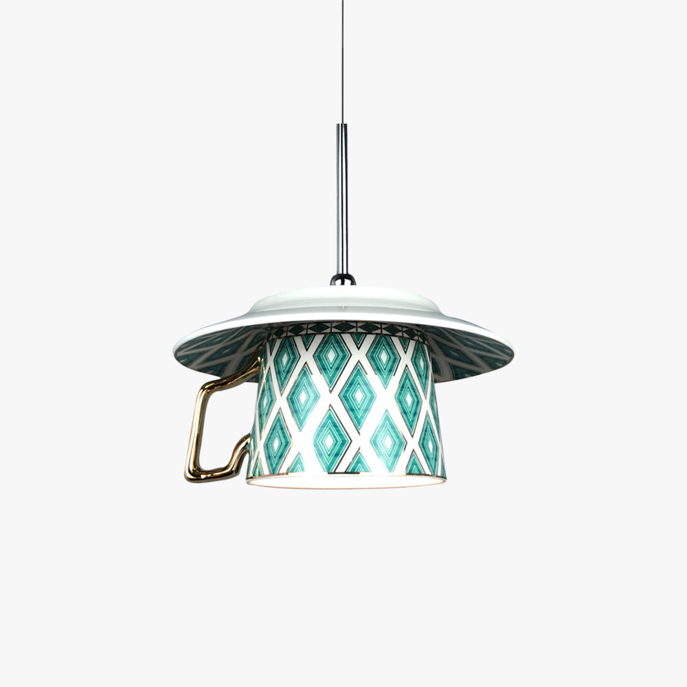 Valentina Vintage Argyle Pattern Cup Ceramic Pendant Light Bedroom - Neutralighting