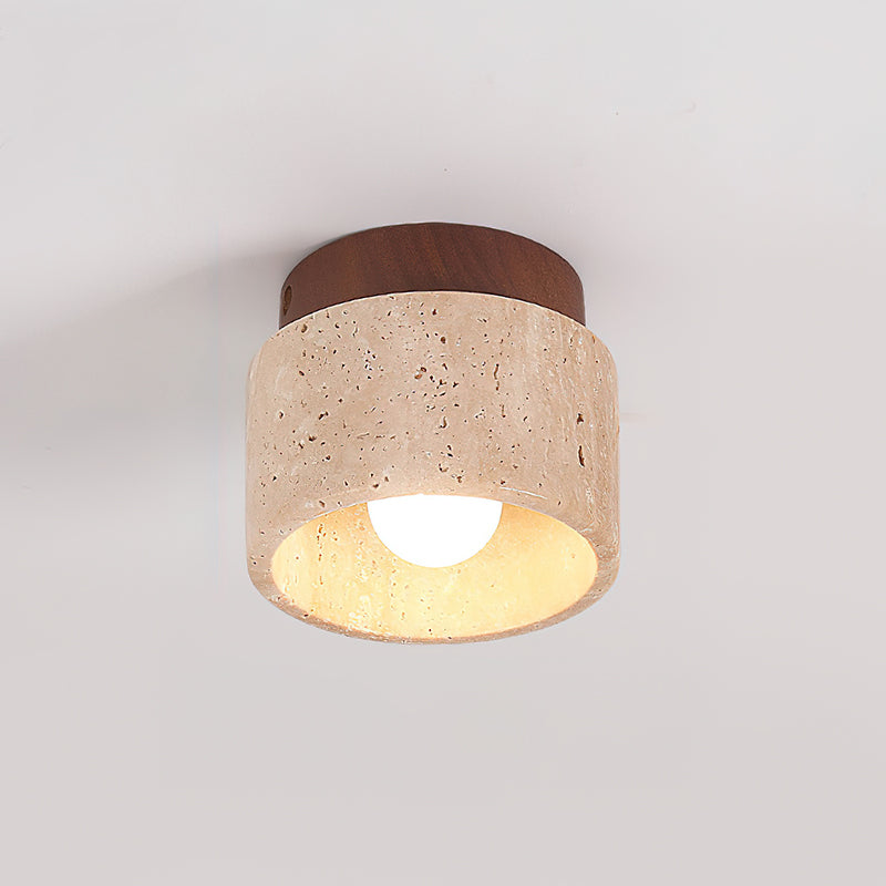 Ritta Sqaure&Round Ceiling Light Black& Yellow Travertine - Neutralighting