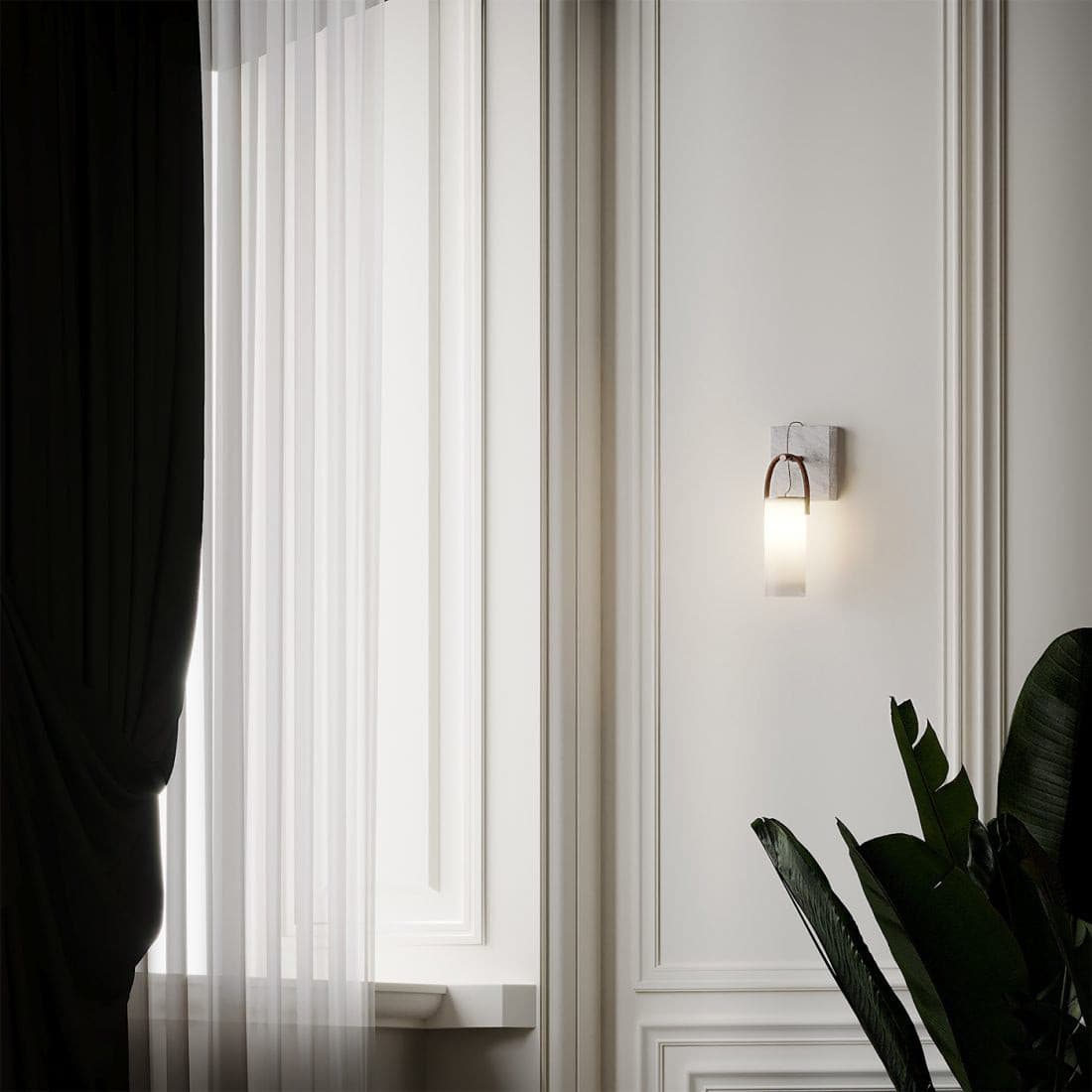 Galerie Wall Lamp Fontana Glass Leather Marble - Neutralighting