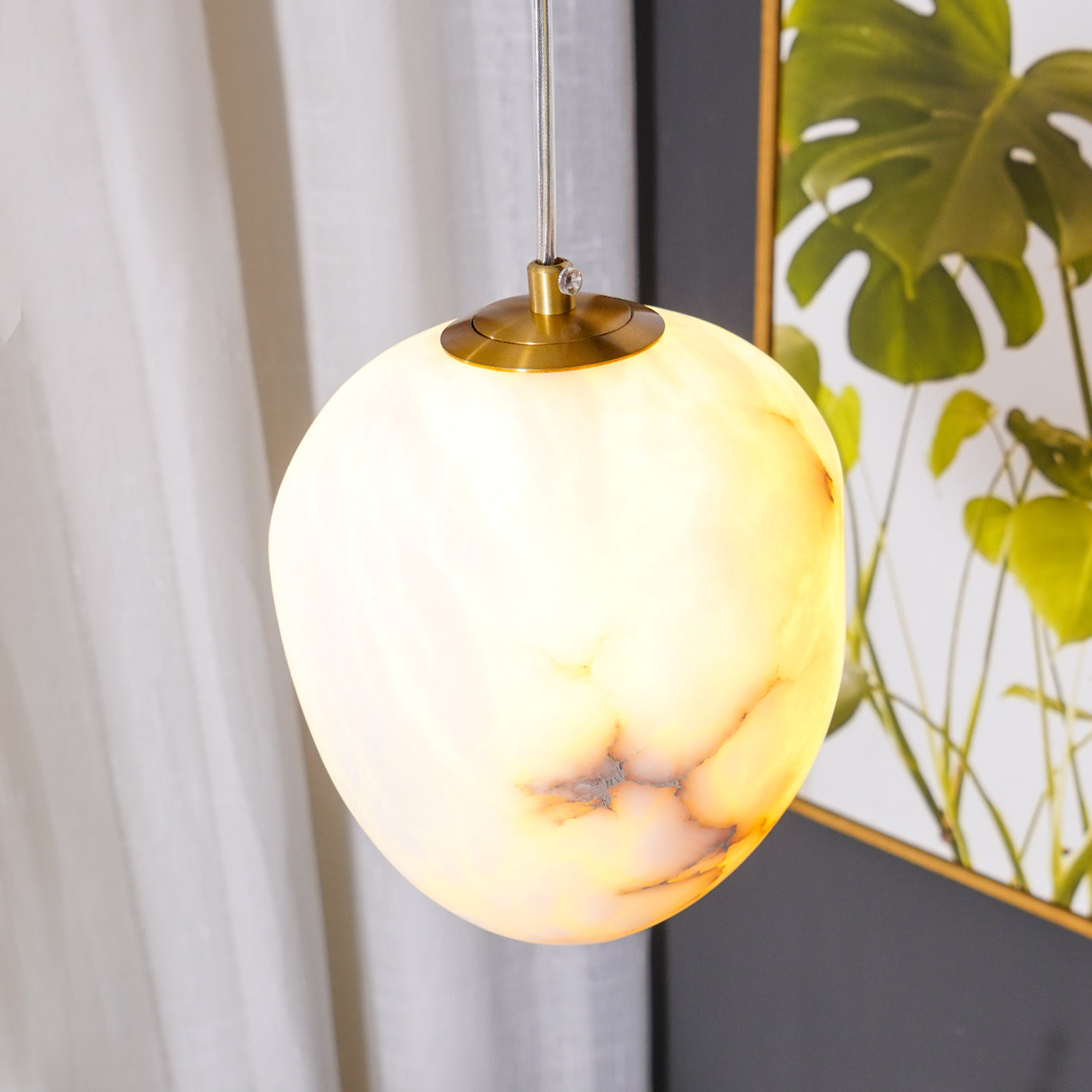 Goose Pendant Lamp Alabaster Brass Sophistication - Neutralighting