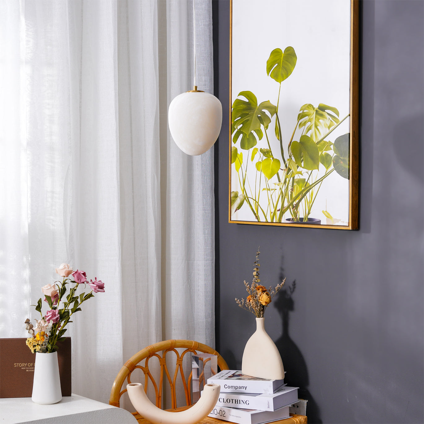 Goose Pendant Lamp Alabaster Brass Sophistication - Neutralighting